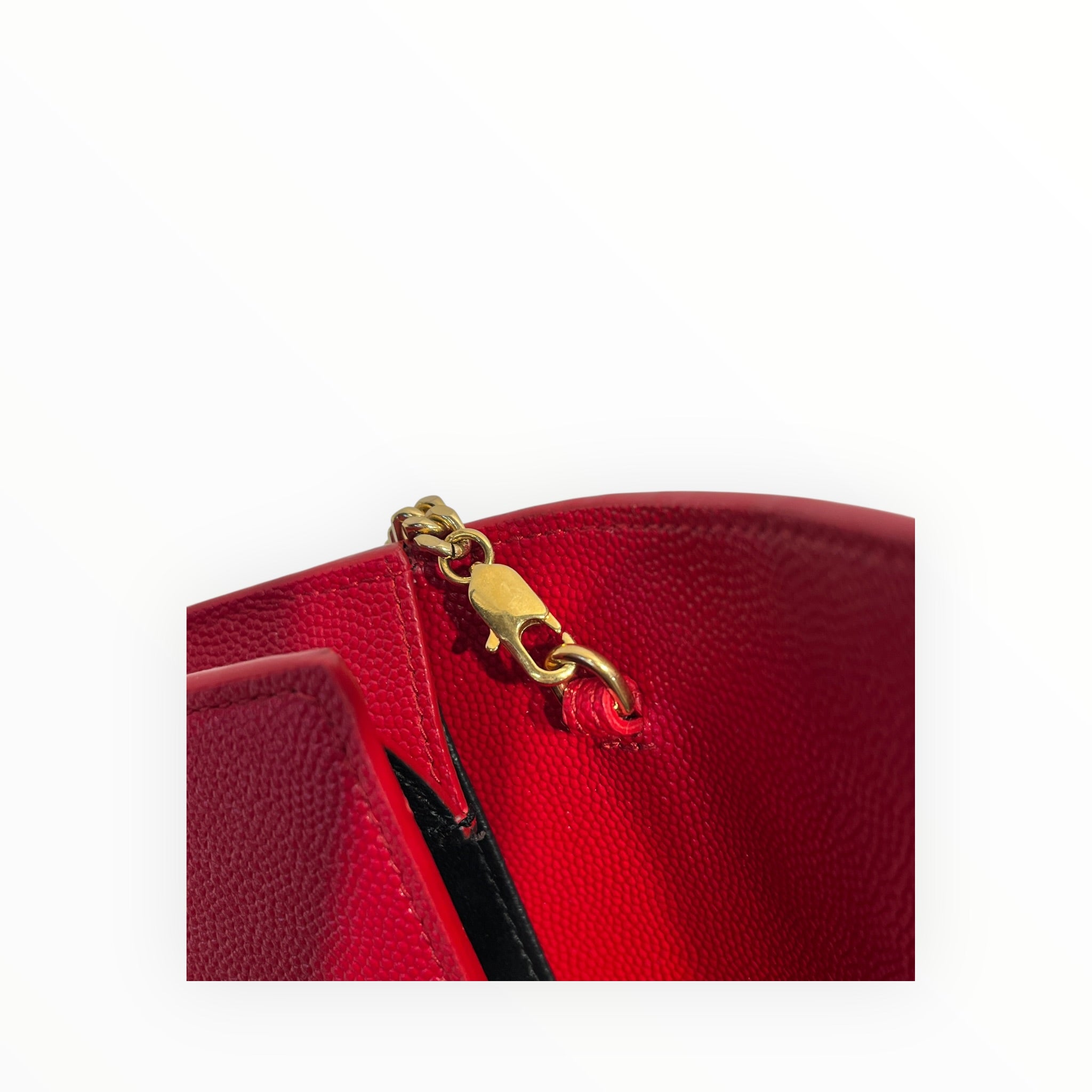 SAINT LAURENT/Cross Body Bag/Leather/RED/UPTOWN GOLD CHAIN WALLET GRAIN view 8