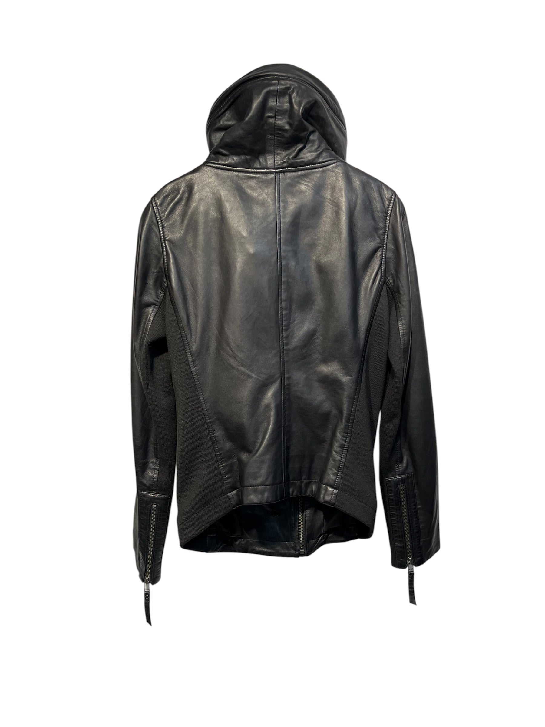 Aksara/Leather Jkt/S/Leather/BLK/biker jckt with collar view 3