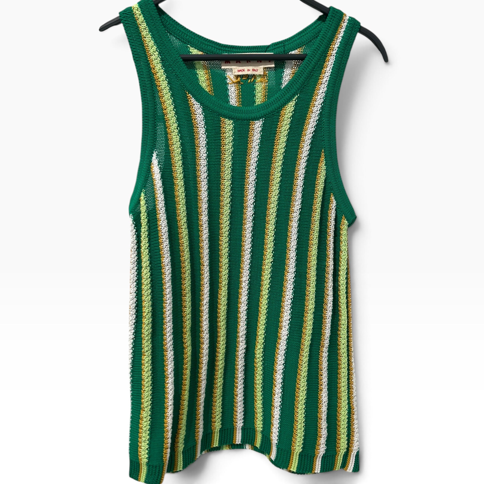 MARNI/Tank Top/46/Cotton/GRN/Stripe/CROCHET KNIT TANK view 1