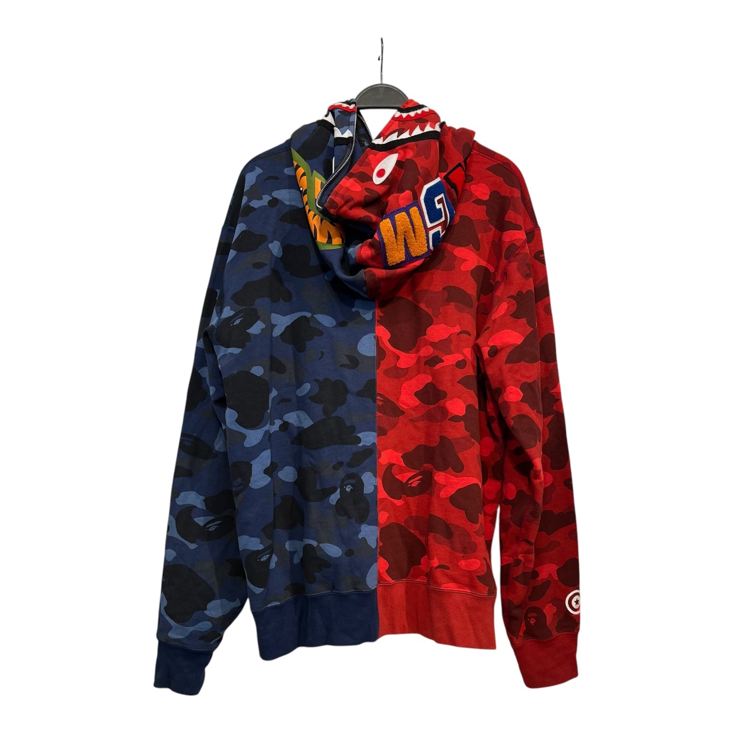 A BATHING APE/Zip Up Hoodie/XXL/Camouflage/Cotton/MLT/SHARK RED BLUE FULL ZIP view 2