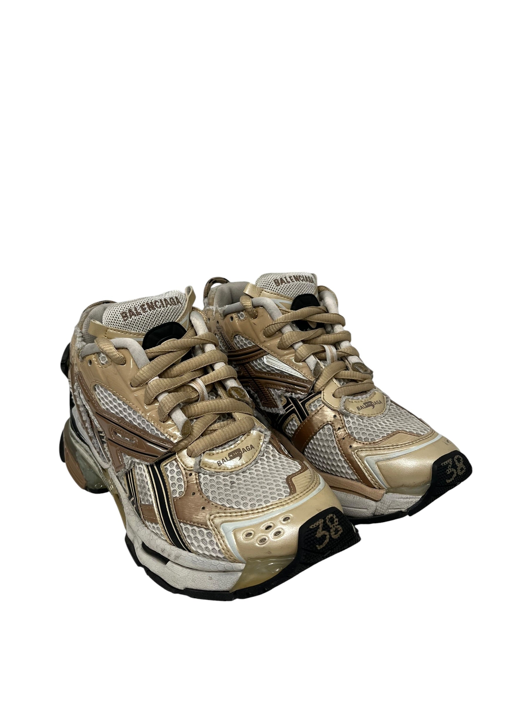 BALENCIAGA/Low-Sneakers/EU 38/Cotton/WHT/RUNNER WITH BEIGE ACCENTS view 1