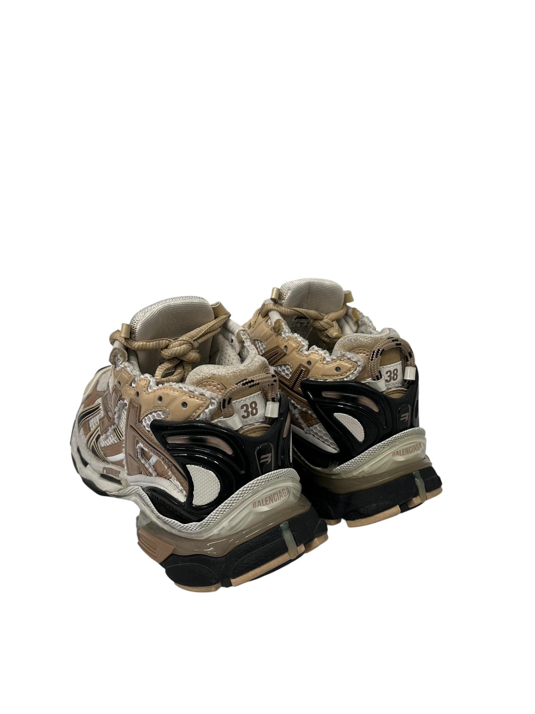 BALENCIAGA/Low-Sneakers/EU 38/Cotton/WHT/RUNNER WITH BEIGE ACCENTS view 2