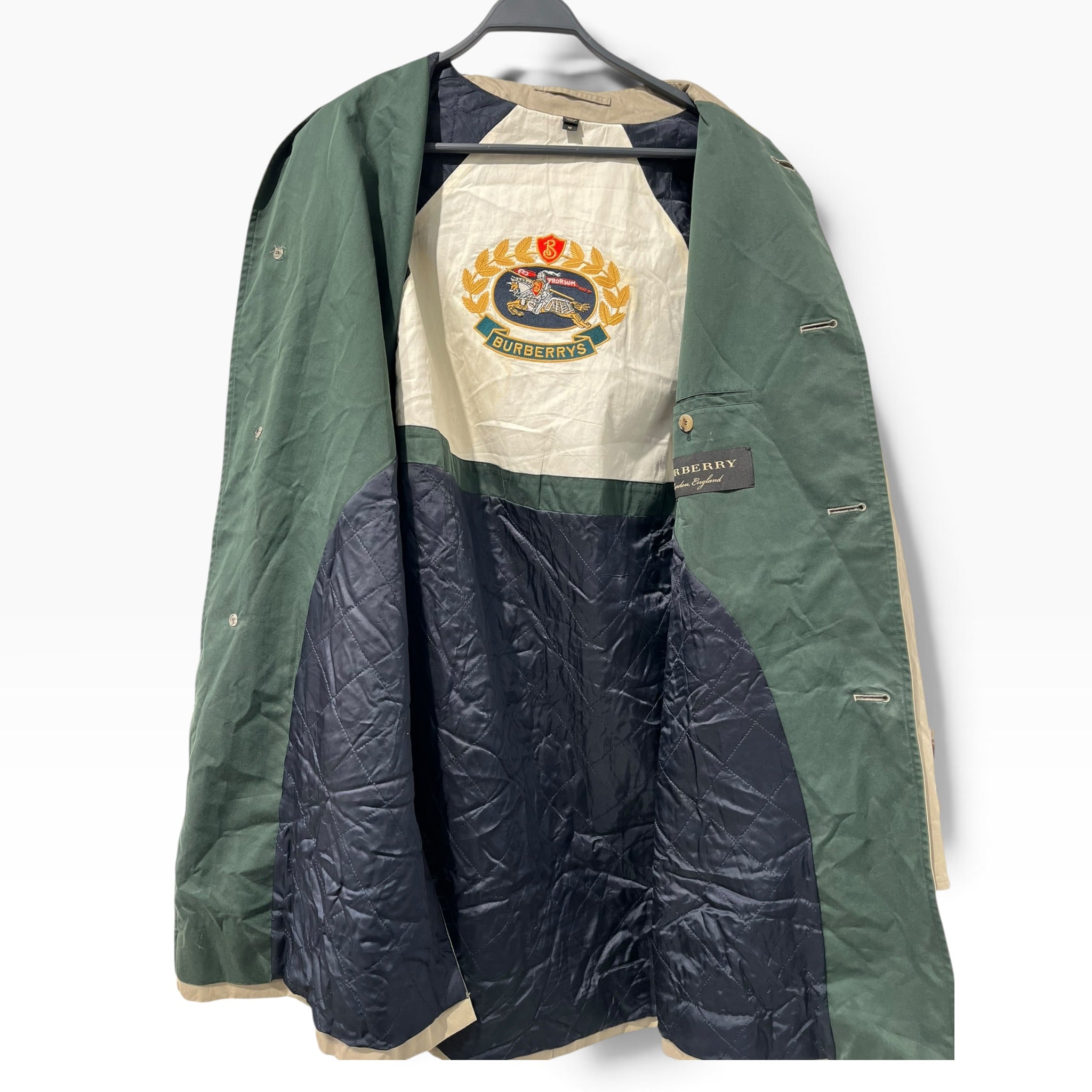 BURBERRY LONDON/Trench Coat/M/Cotton/BEG/Single Breasted/BURBERRYS CREST INTERIOR view 3