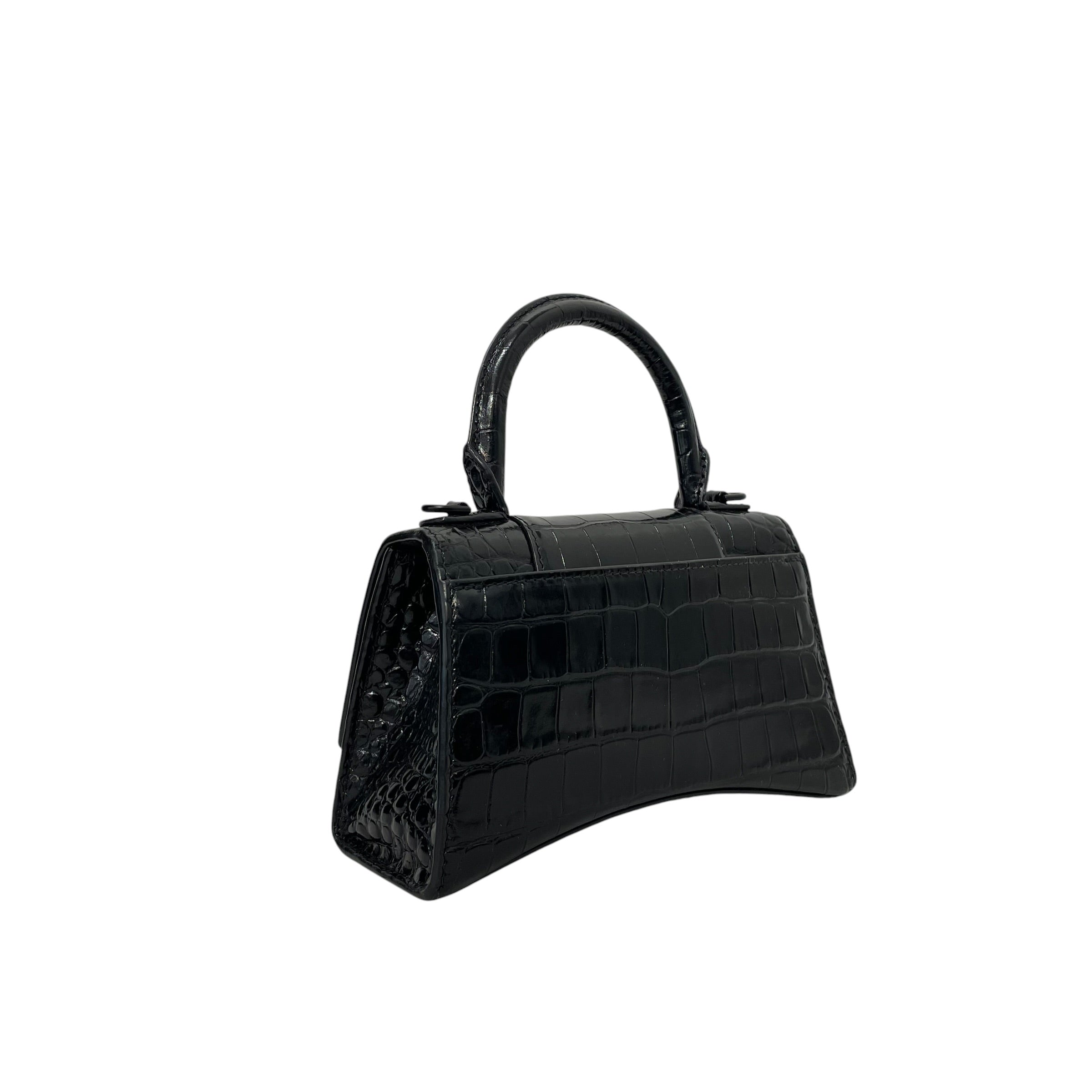 BALENCIAGA/Tote Bag/Leather/BLK/hourglass xs view 2