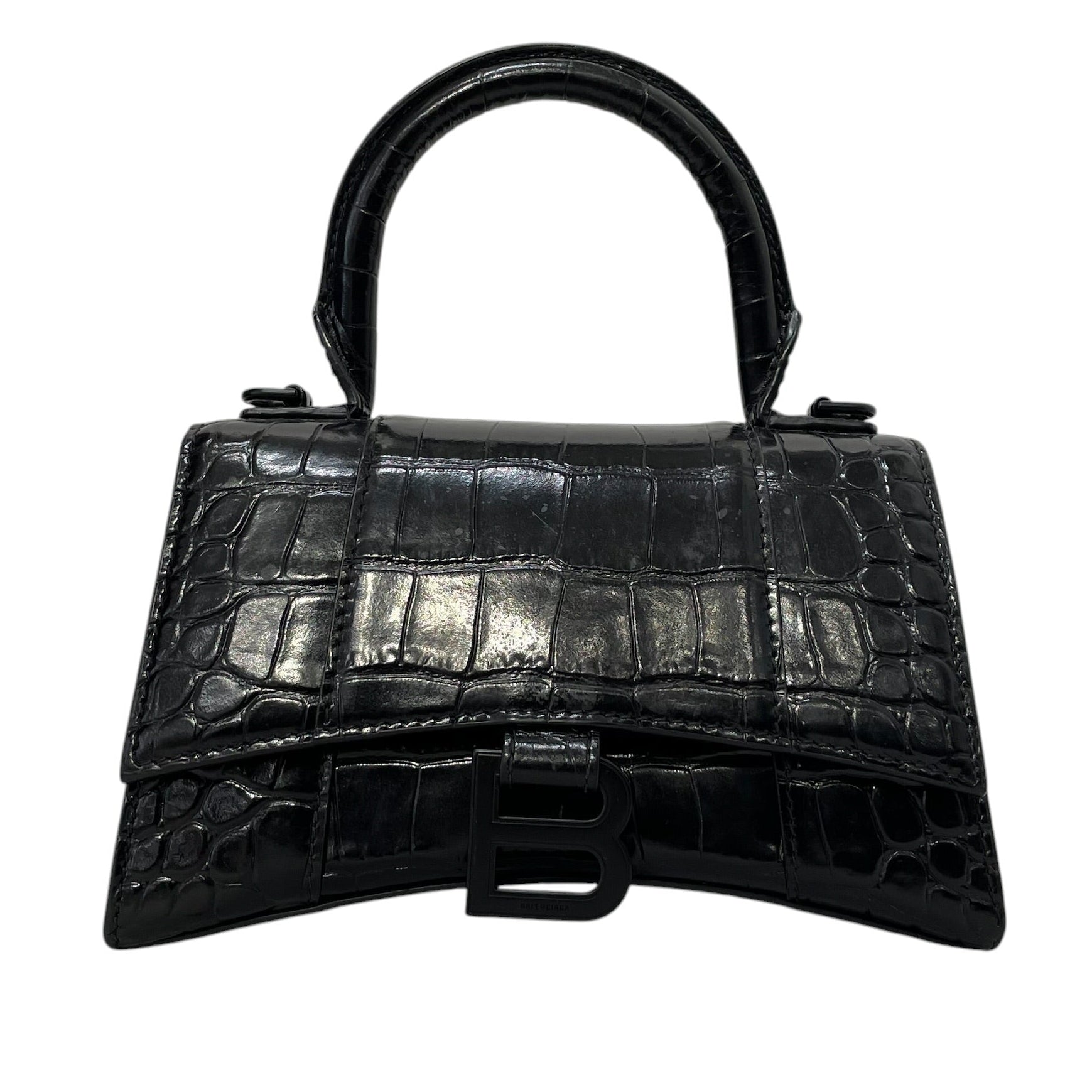 BALENCIAGA/Tote Bag/Leather/BLK/hourglass xs view 1