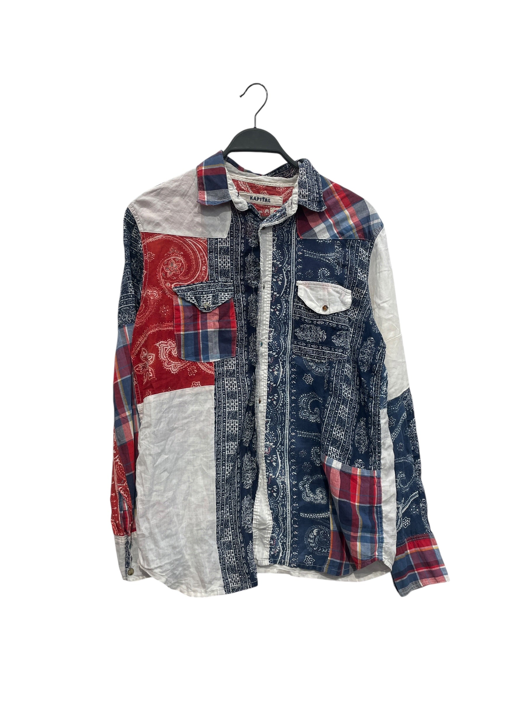 KAPITAL/Flannel Shirt/3/Cotton/MLT/All Over Print/PATCH WORK RED BLU view 1