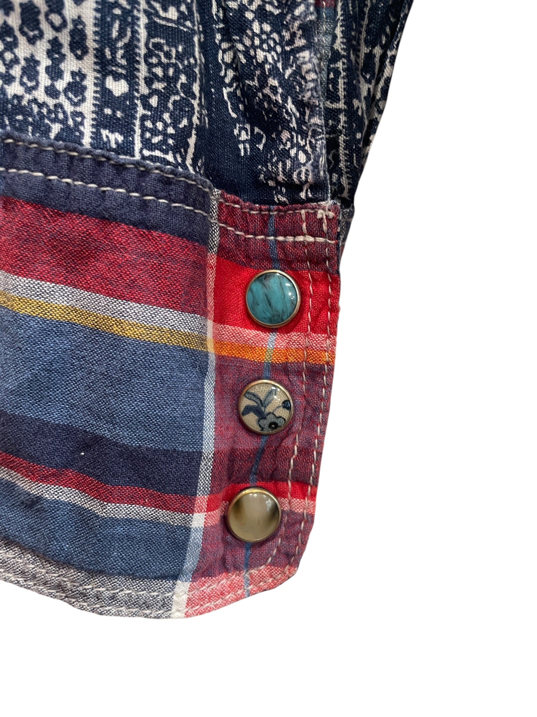 KAPITAL/Flannel Shirt/3/Cotton/MLT/All Over Print/PATCH WORK RED BLU view 3