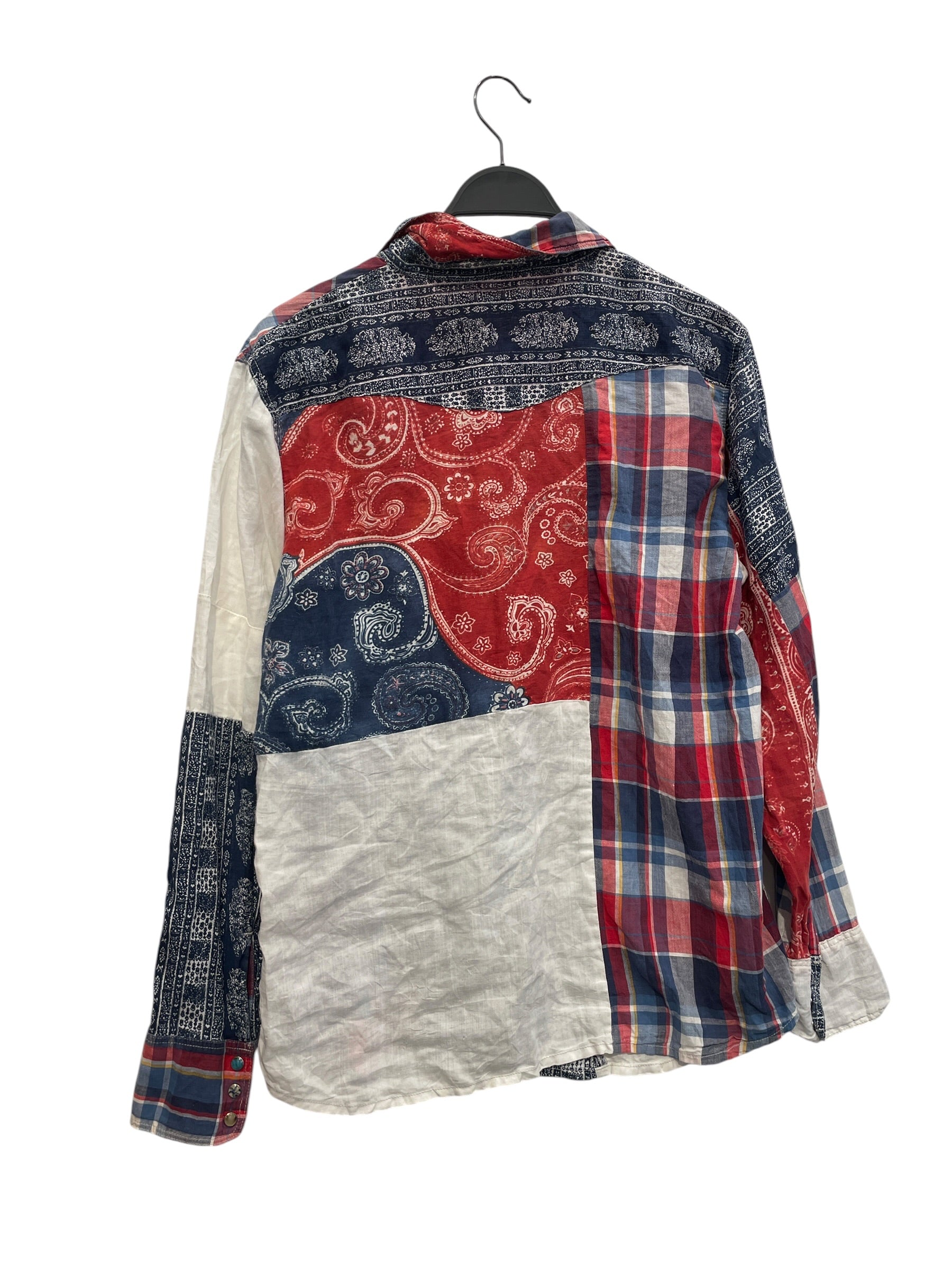 KAPITAL/Flannel Shirt/3/Cotton/MLT/All Over Print/PATCH WORK RED BLU view 2