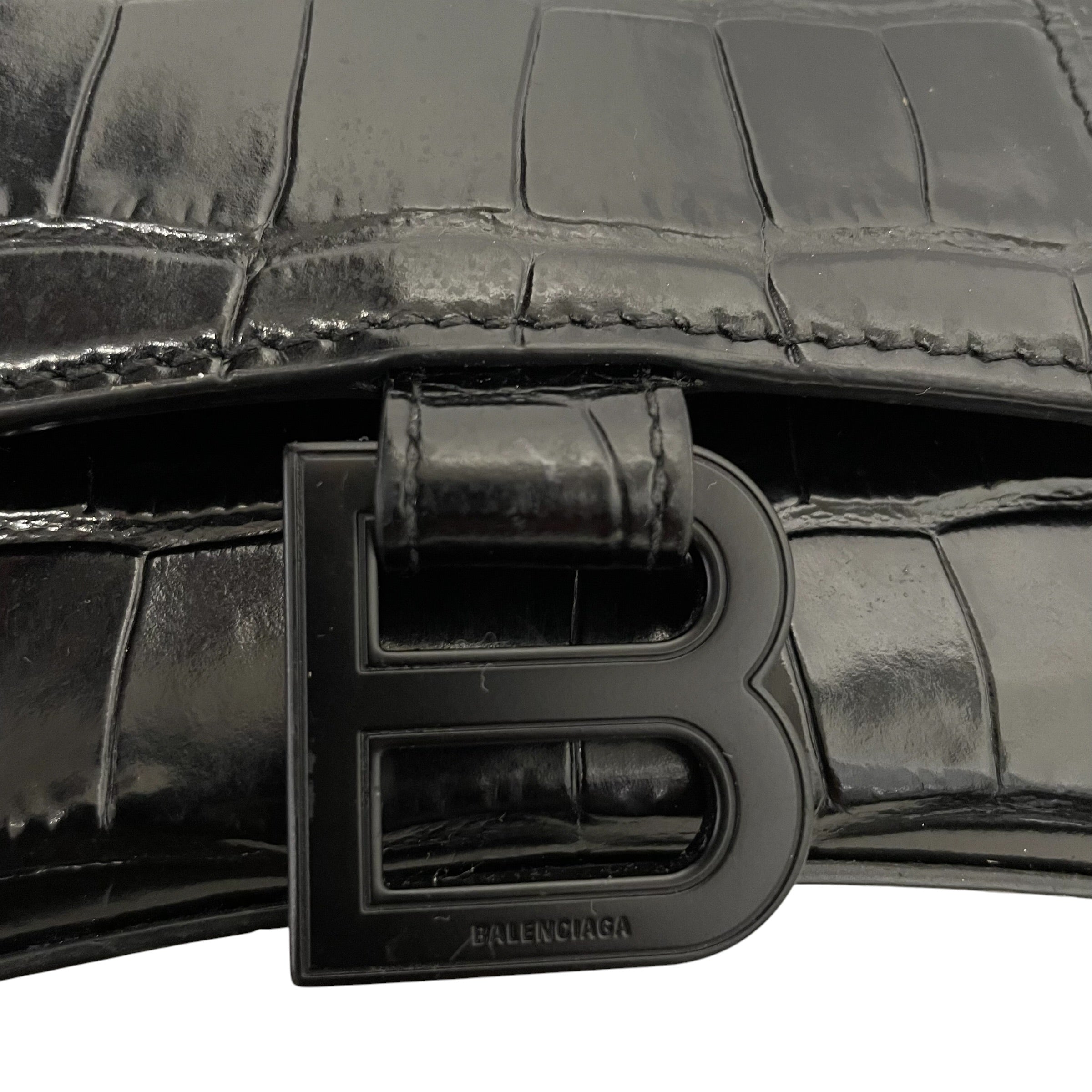 BALENCIAGA/Tote Bag/Leather/BLK/hourglass xs view 9