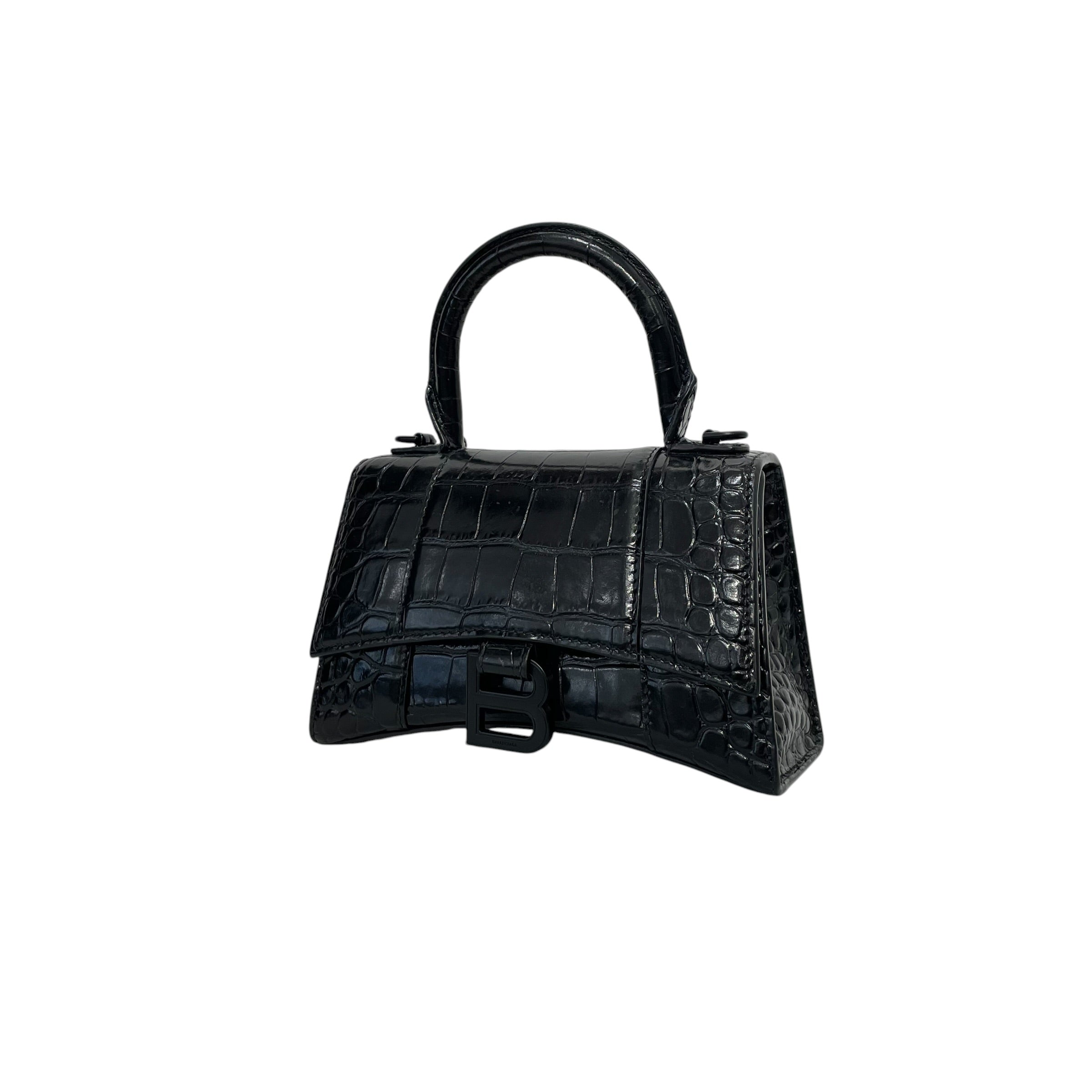 BALENCIAGA/Tote Bag/Leather/BLK/hourglass xs view 1