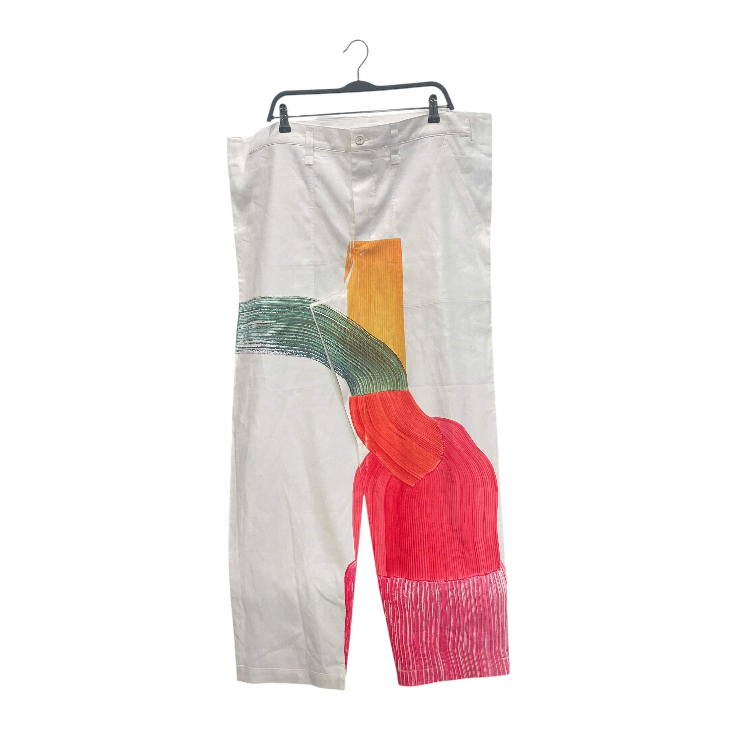 HOMME PLISSE ISSEY MIYAKE/Pants/3/Polyester/WHT/All Over Print/RED GRN GRAPHIC PRINT view 1