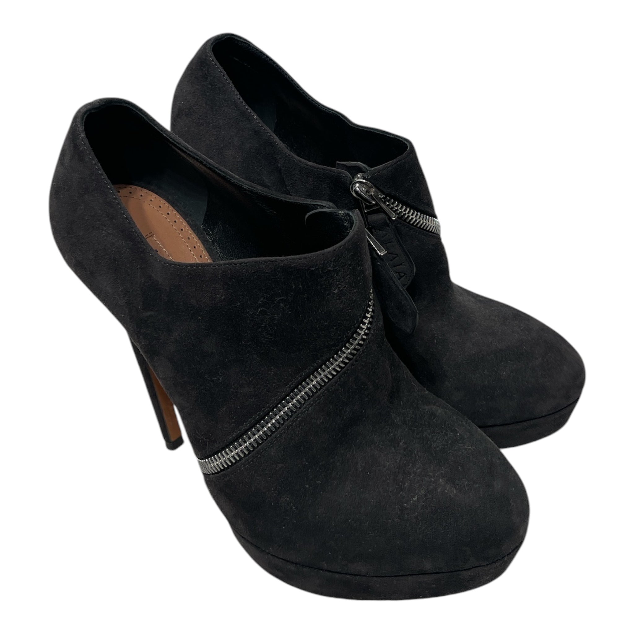 ALAIA/Ankle Boots/EU 39.5/All Over Print/Suede/BLK/Zipper Ankle view 1