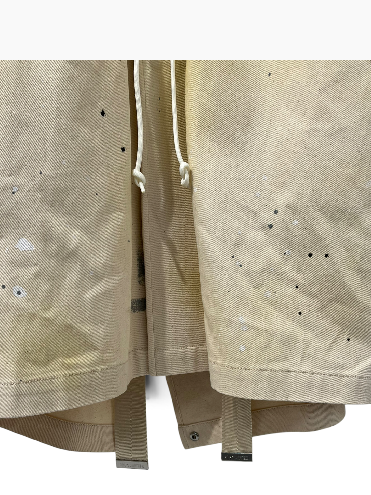 Helmut Lang/Trench Coat/S/Cotton/BEG/Single Breasted/All Over Print/inside straps paint pattern view 2