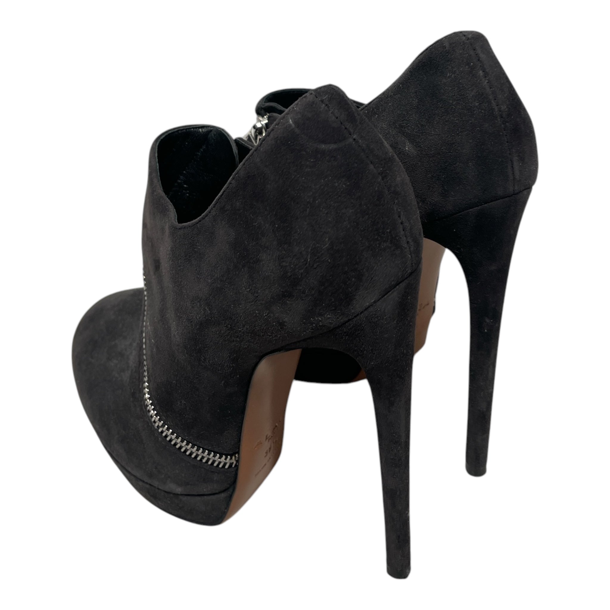 ALAIA/Ankle Boots/EU 39.5/All Over Print/Suede/BLK/Zipper Ankle view 2