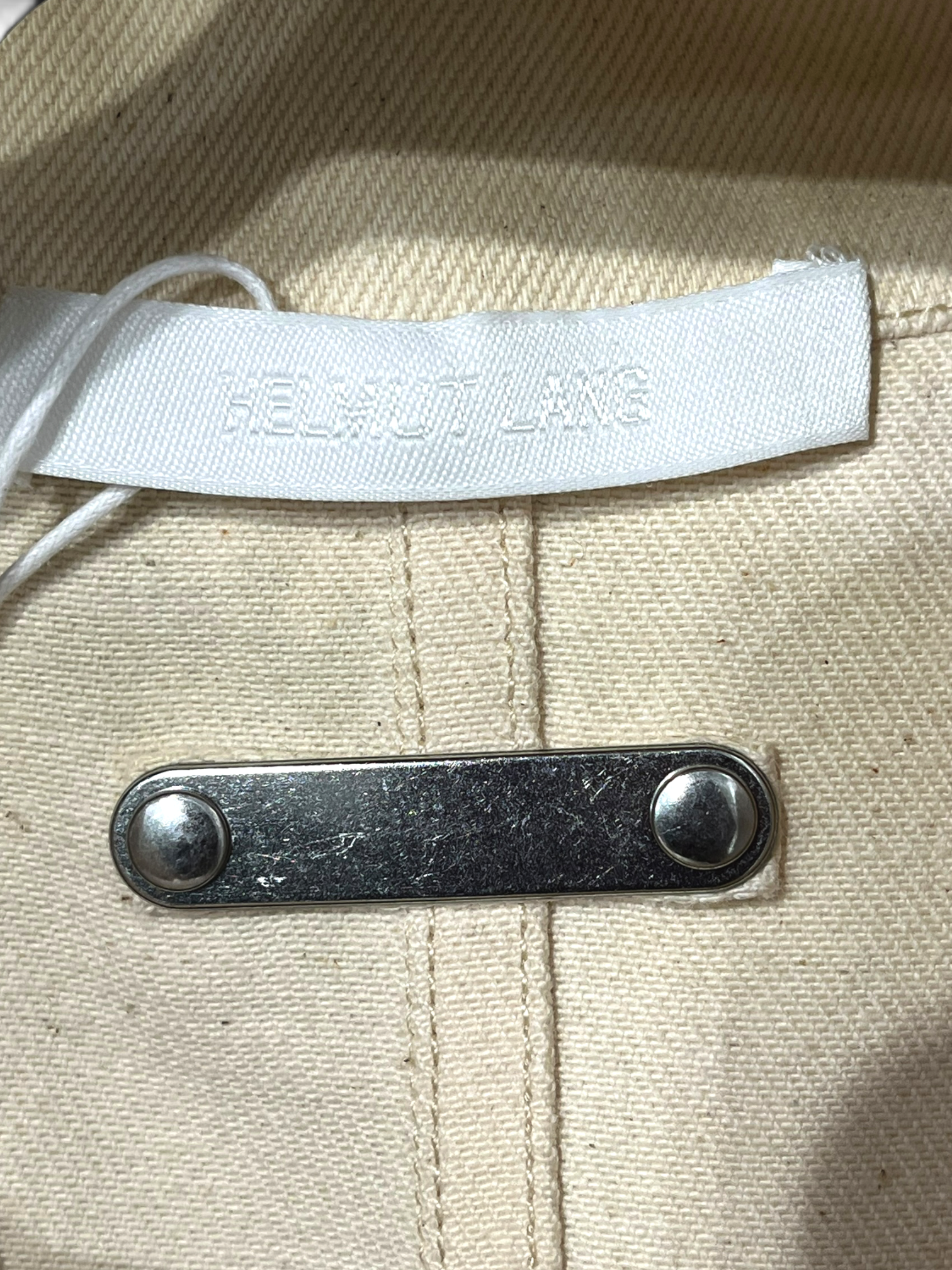 Helmut Lang/Trench Coat/S/Cotton/BEG/Single Breasted/All Over Print/inside straps paint pattern view 5