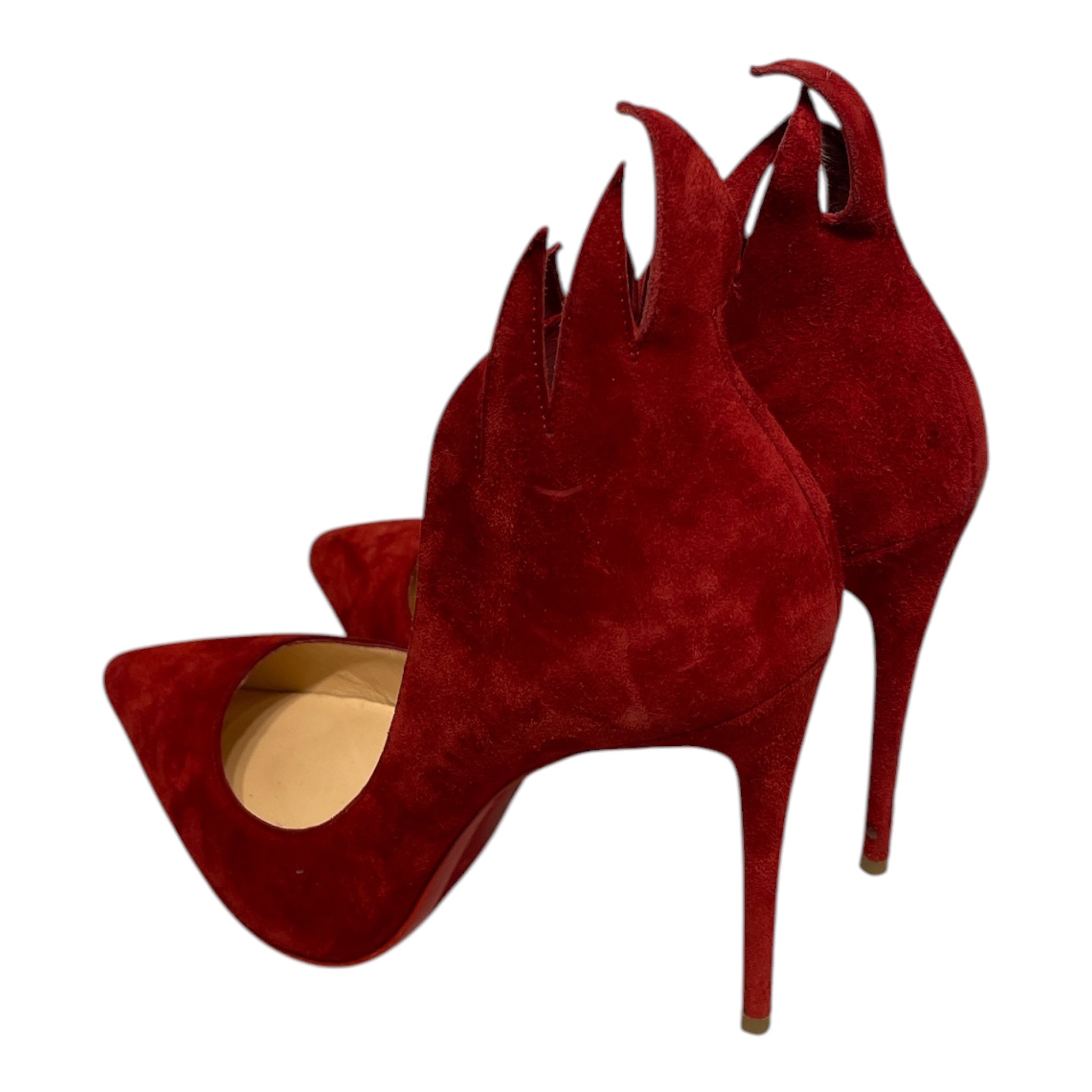 Christian Louboutin/Heels/EU 37.5/Suede/RED/FLAME HEEL view 2
