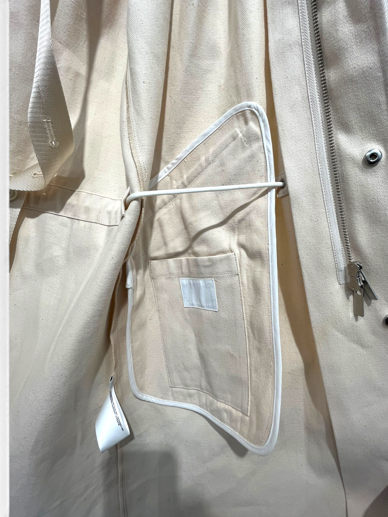 Helmut Lang/Trench Coat/S/Cotton/BEG/Single Breasted/All Over Print/inside straps paint pattern view 7