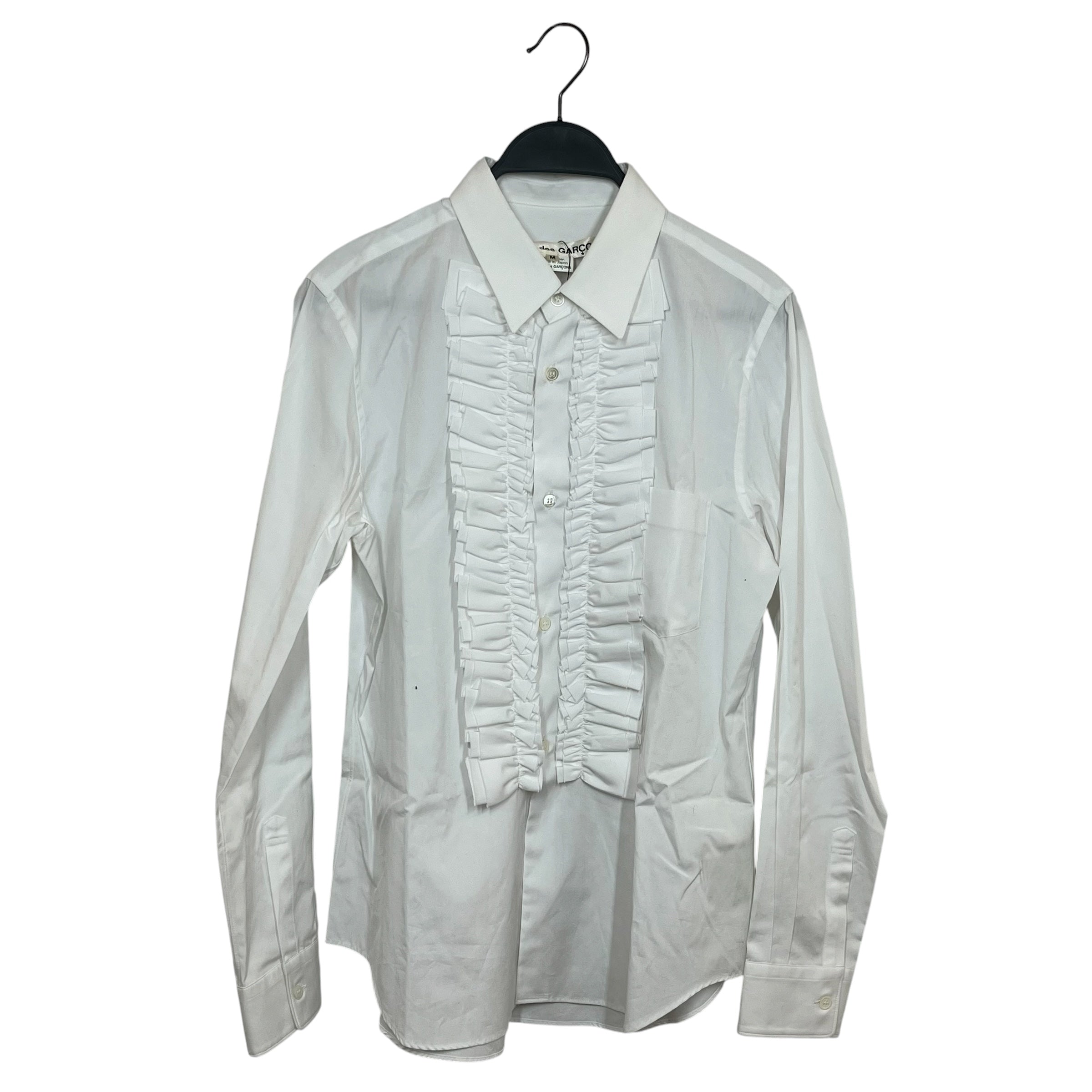 COMME des GARCONS/LS Shirt/M/Cotton/WHT/RUFFLE BUTTON-UP view 1