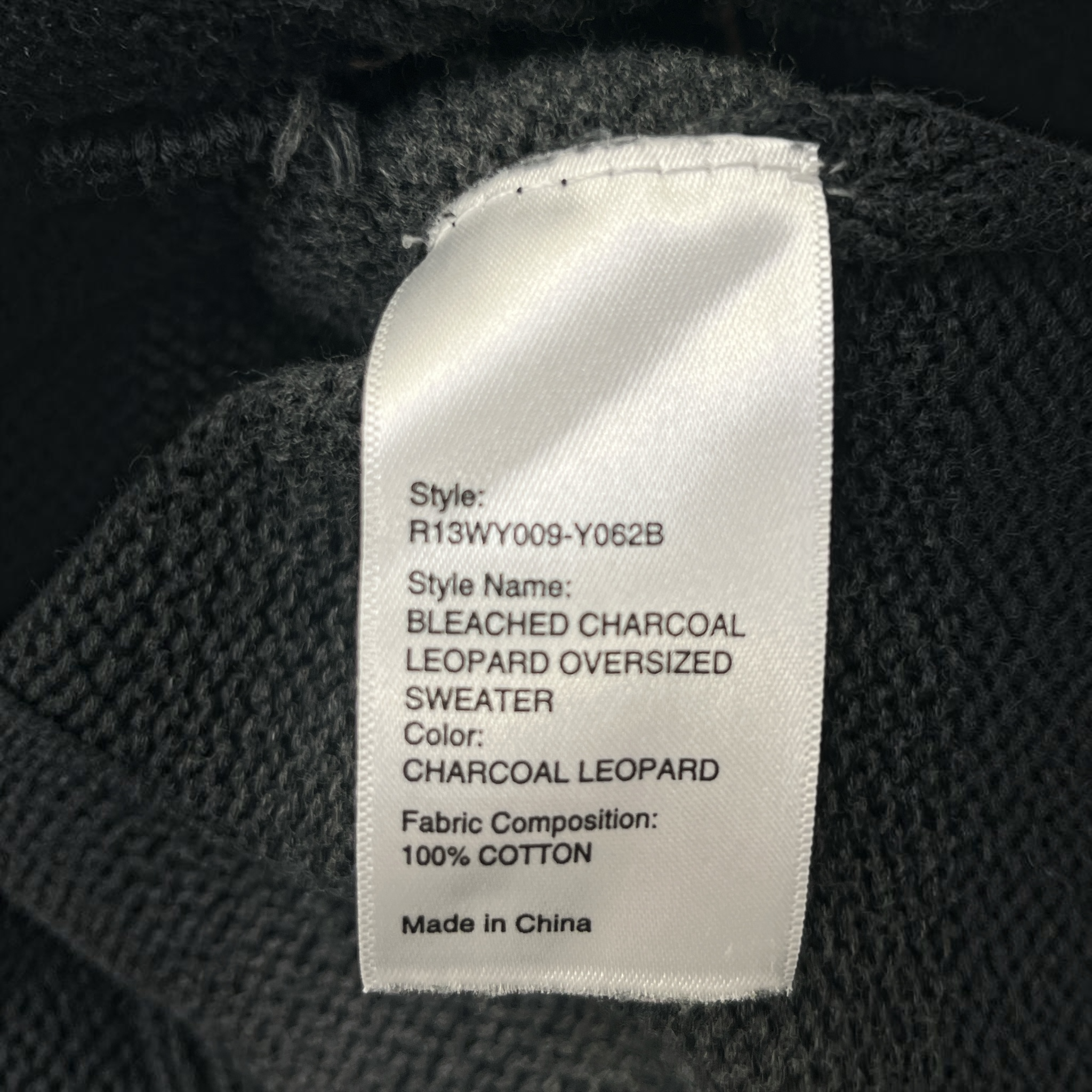 R13/Sweater/S/Animal Pattern/Cotton/GRY/ view 3