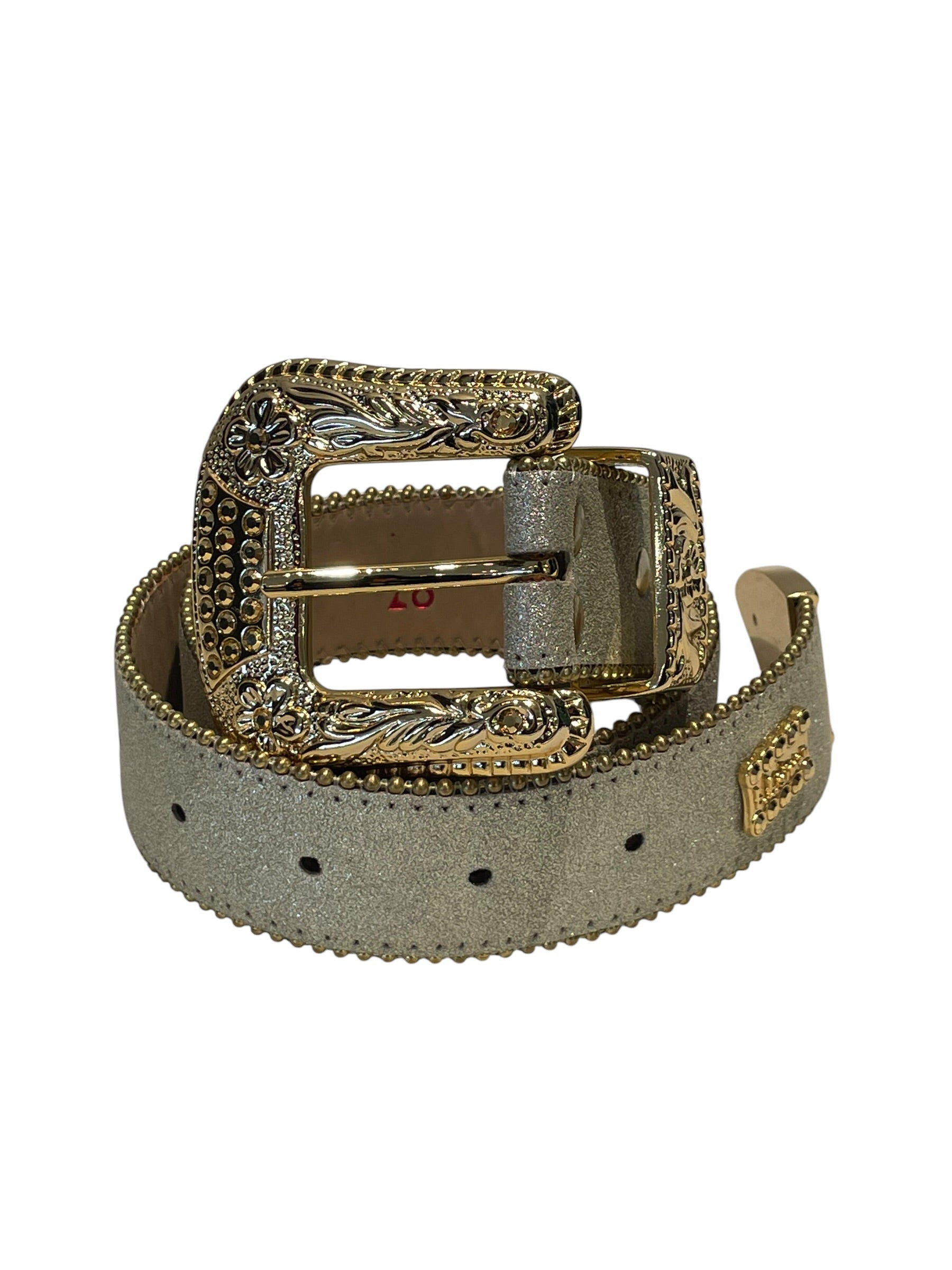 b.b.simon/Belt/Leather/GLD/GOLD PLEATED STUD view 1