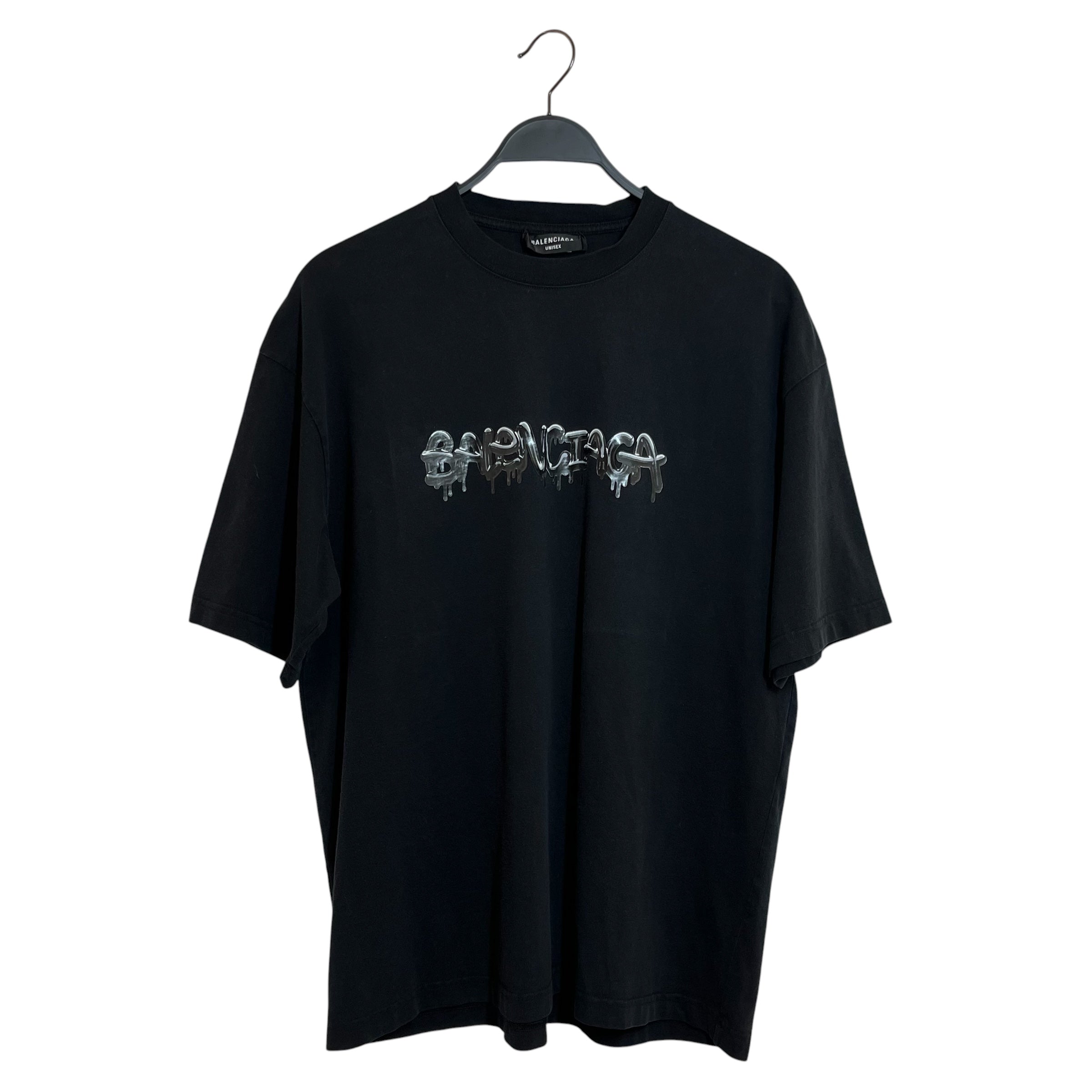 BALENCIAGA/T-Shirt/M/Cotton/BLK/Graphic/graffiti logo view 1