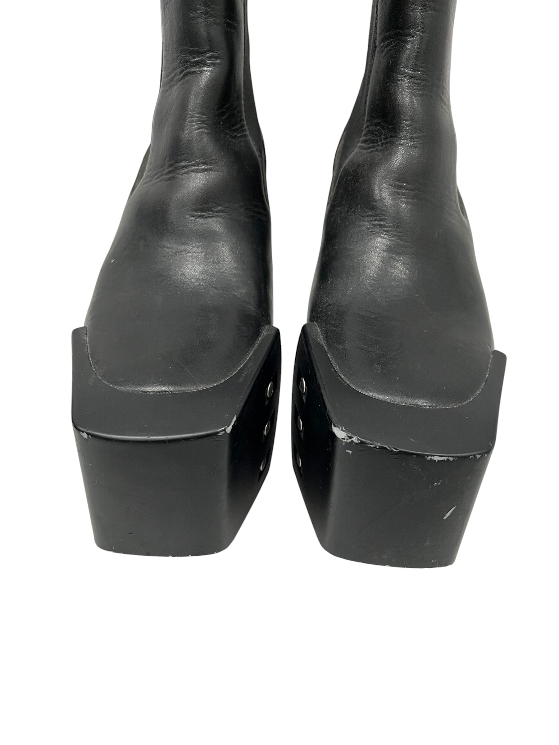 Rick Owens/Heels/EU 38/Leather/BLK/KISS HEELS W CRYSTALS ON HEEL view 3