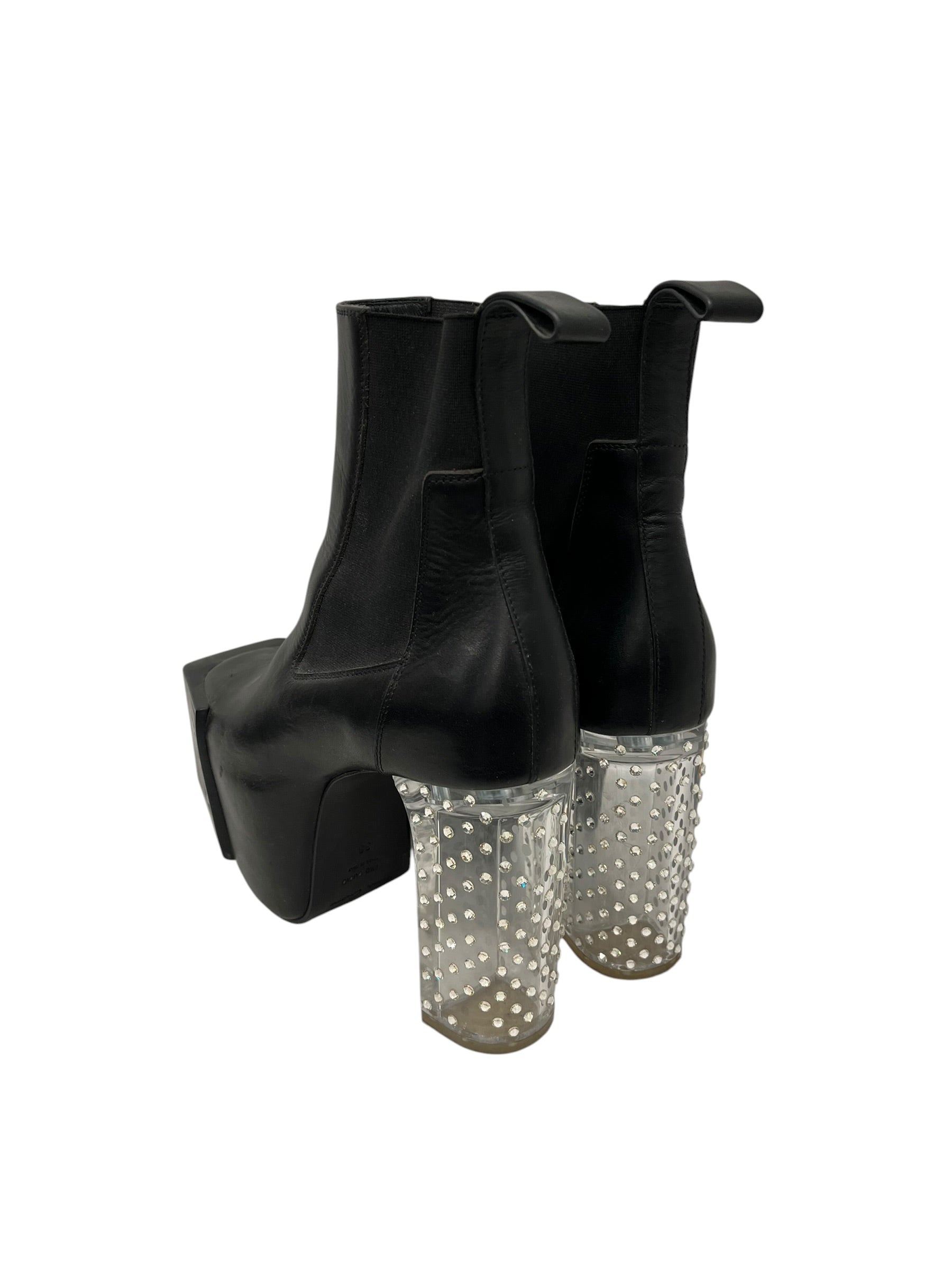 Rick Owens/Heels/EU 38/Leather/BLK/KISS HEELS W CRYSTALS ON HEEL view 2
