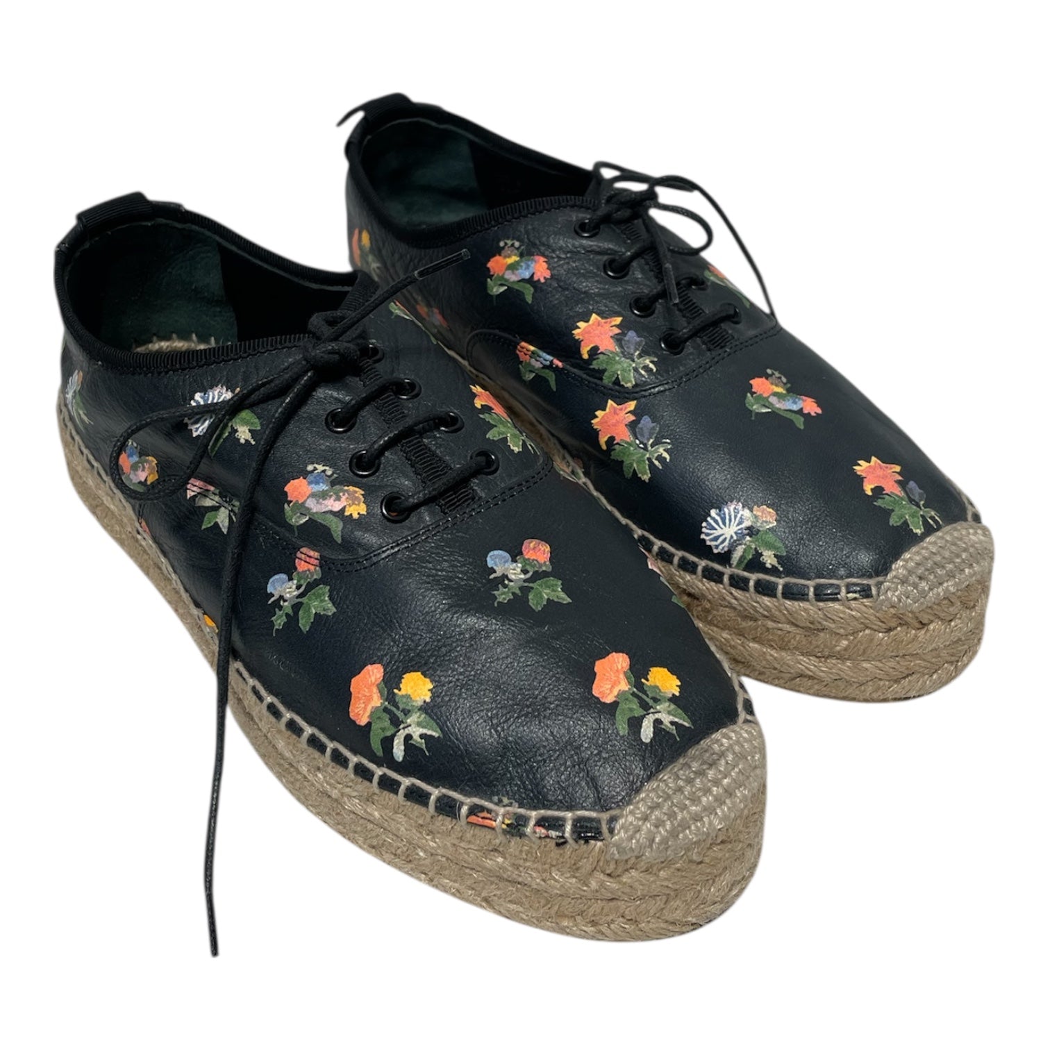 SAINT LAURENT/Espadrilles/EU 37/Floral Pattern/Lambskin/BLK/PLATFROM ESPADRILLS view 1