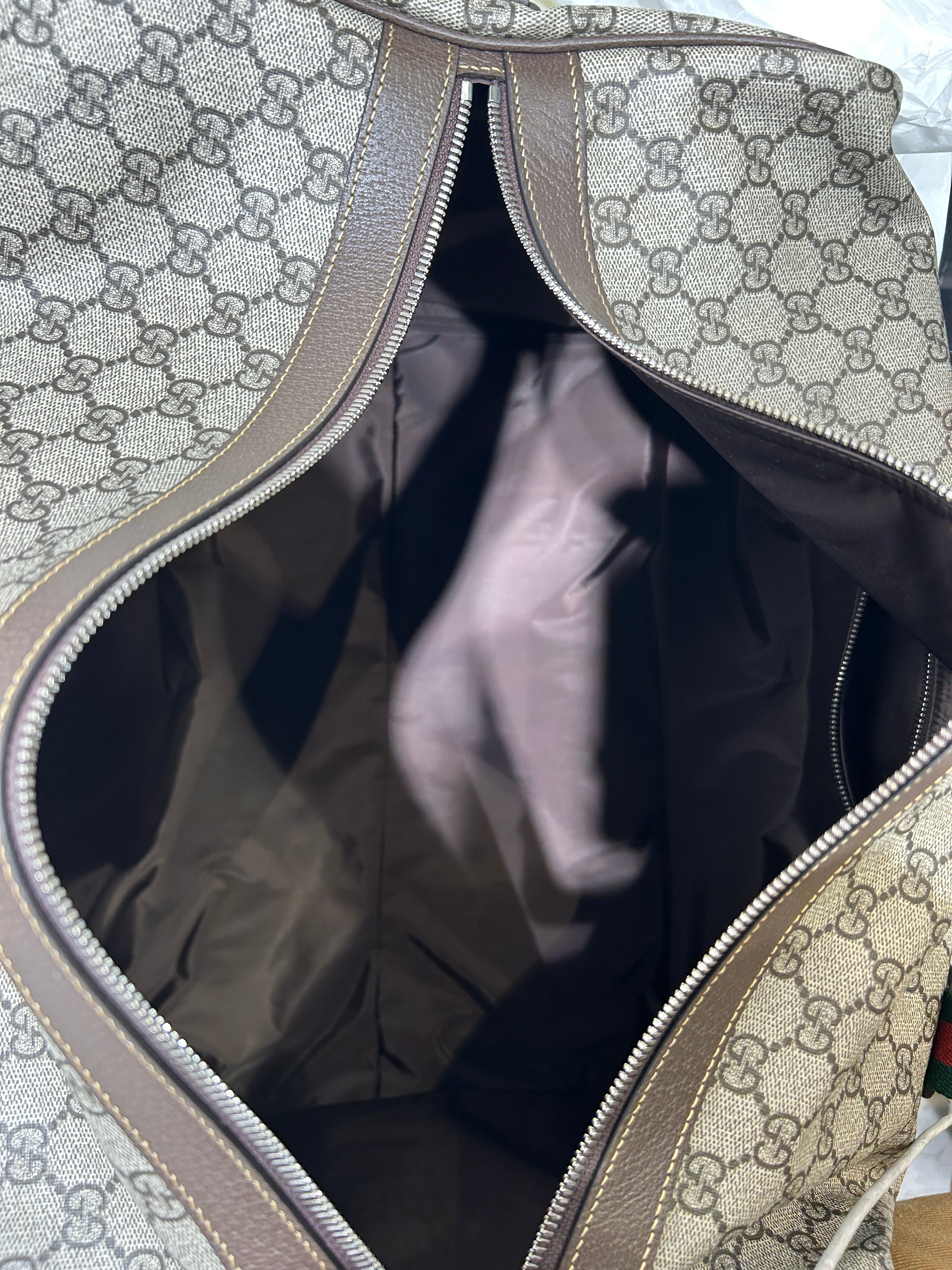 GUCCI/Tote Bag/Monogram/BRW/MEDIUM DUFFLE BAG WITH WEB view 3