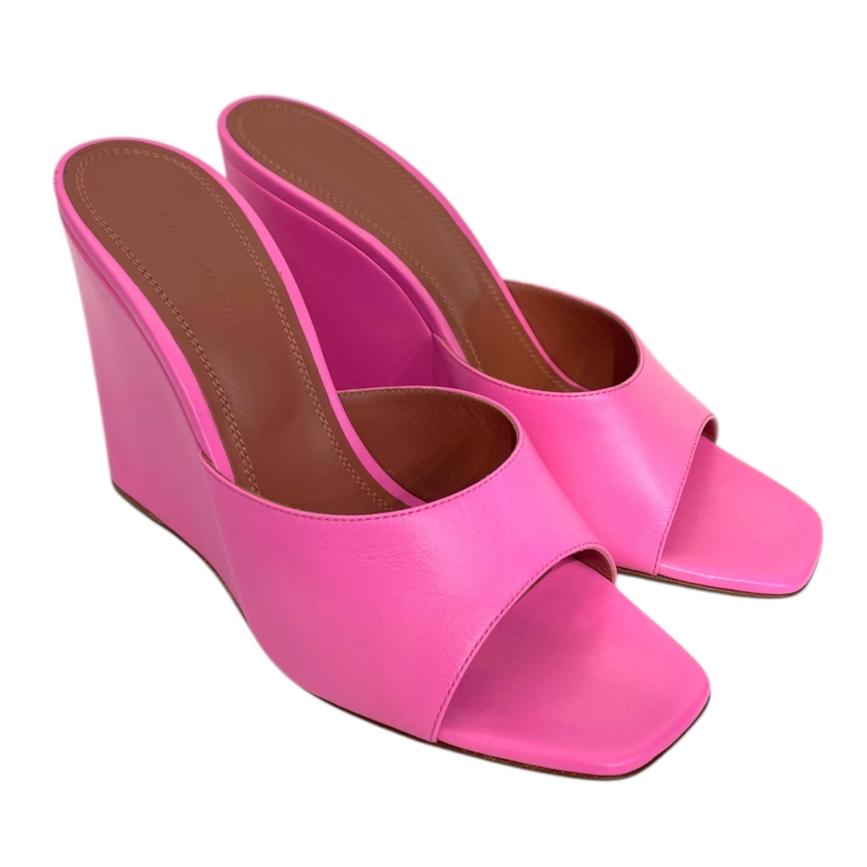 AMINA MUADDI/Heels/US 7.5/Leather/PNK/AMINA-MUADOI-PINK-WEDGES view 1