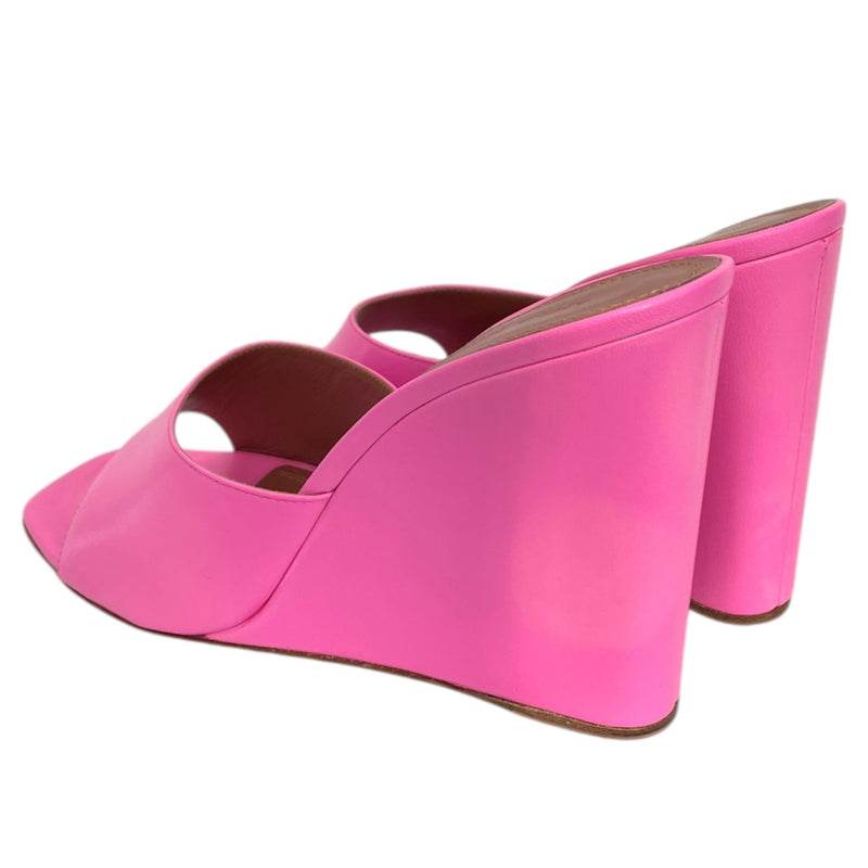 AMINA MUADDI/Heels/US 7.5/Leather/PNK/AMINA-MUADOI-PINK-WEDGES
