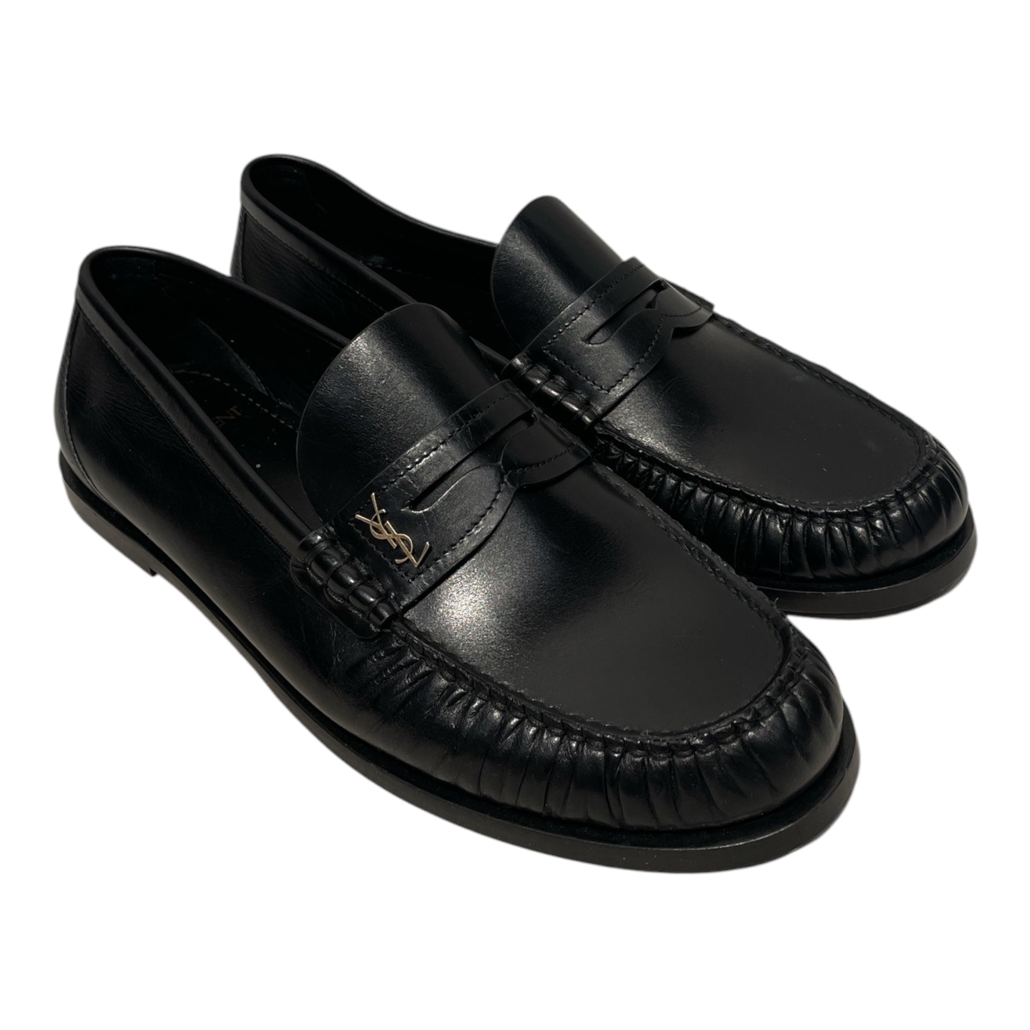 SAINT LAURENT/Loafers/EU 39.5/Leather/BLK/Calskin Penny Loafers view 1
