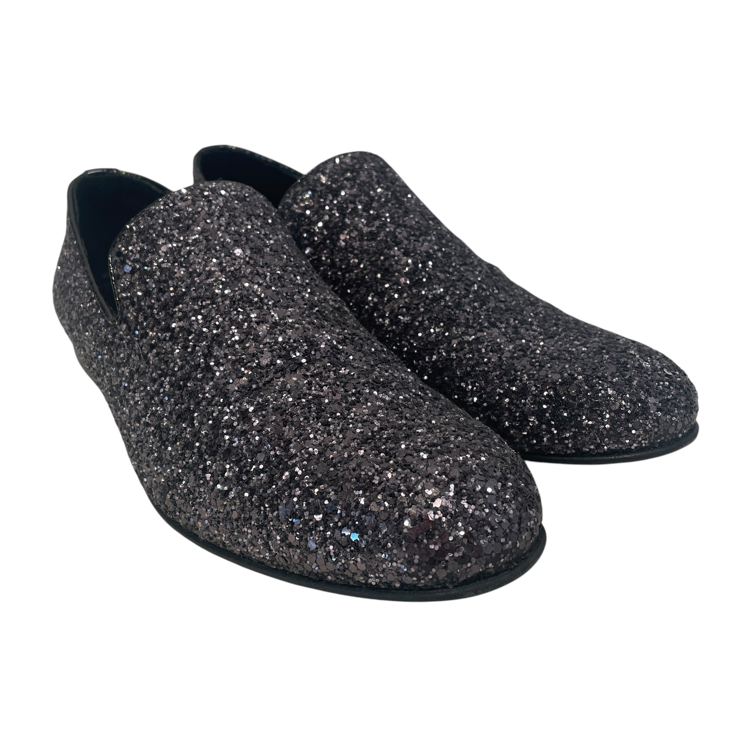 JIMMY CHOO/Loafers/EU 42.5/Leather/GRY/Glitter Devour Smoking Slipper view 1