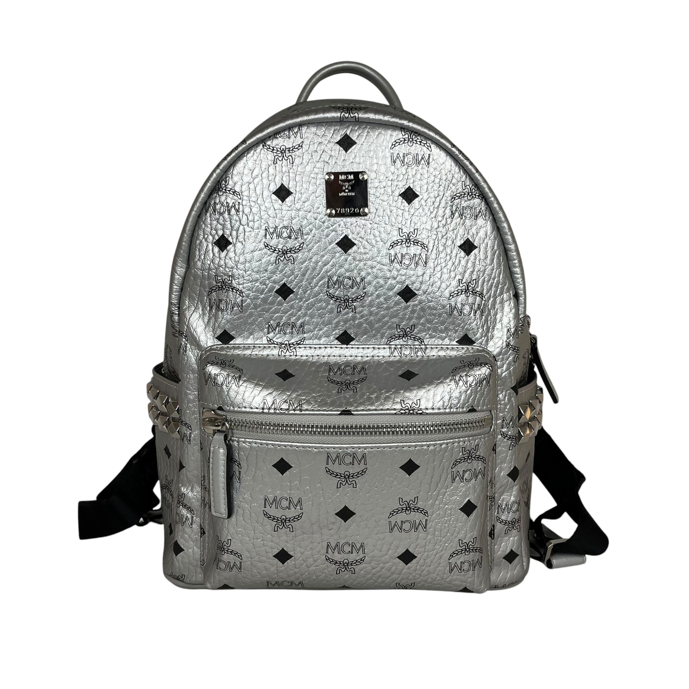 MCM/Backpack/Leather/SLV/STUDDED SILVER BACKPACK view 1