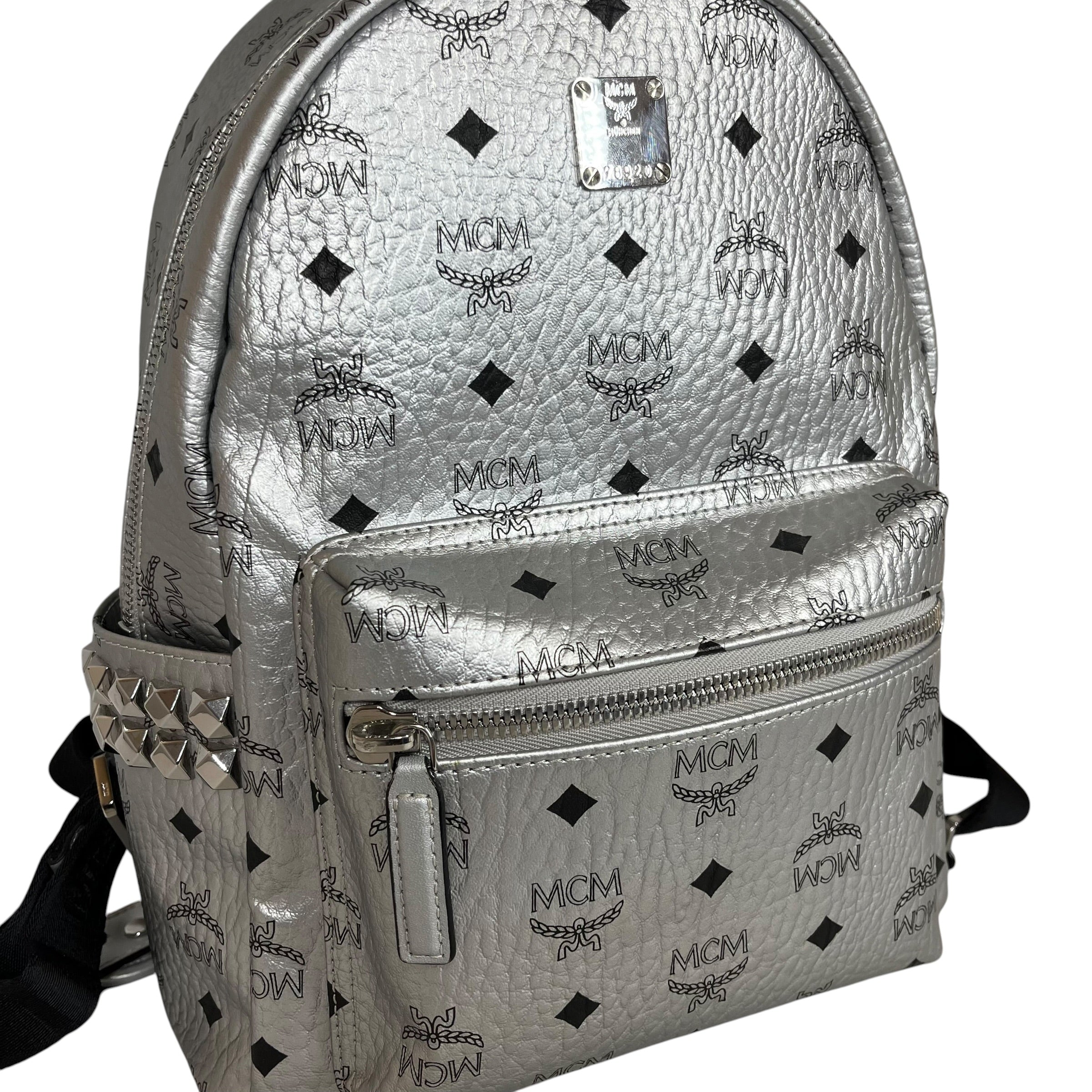 MCM/Backpack/Leather/SLV/STUDDED SILVER BACKPACK view 6