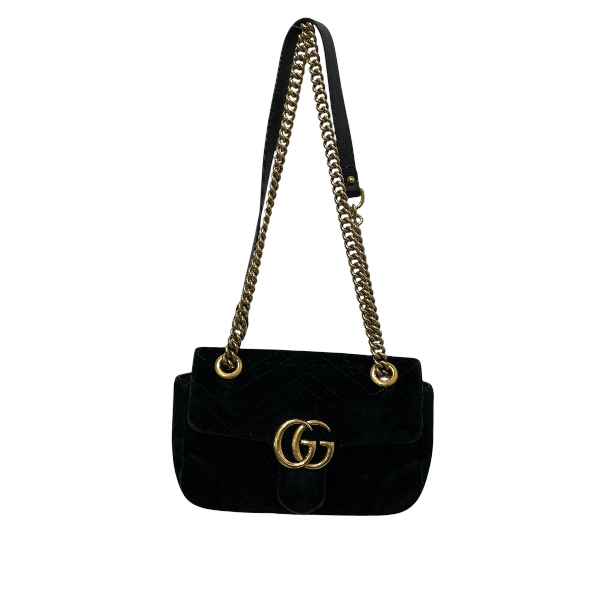 GUCCI/Cross Body Bag/Velour/BLK/marmont double gg view 3