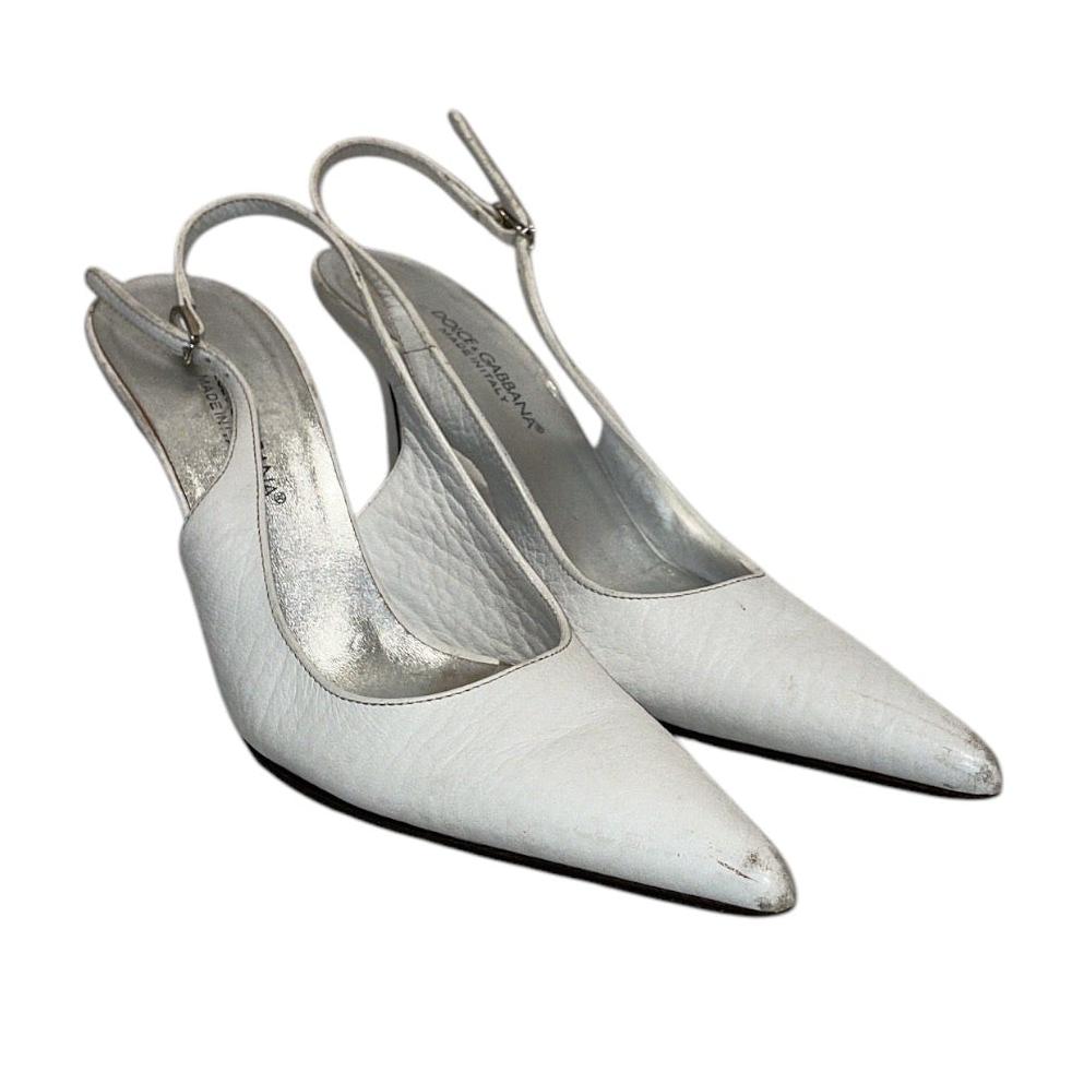 DOLCE&GABBANA/Heels/US 6/Leather/WHT/vintage d&g slingbacks view 1