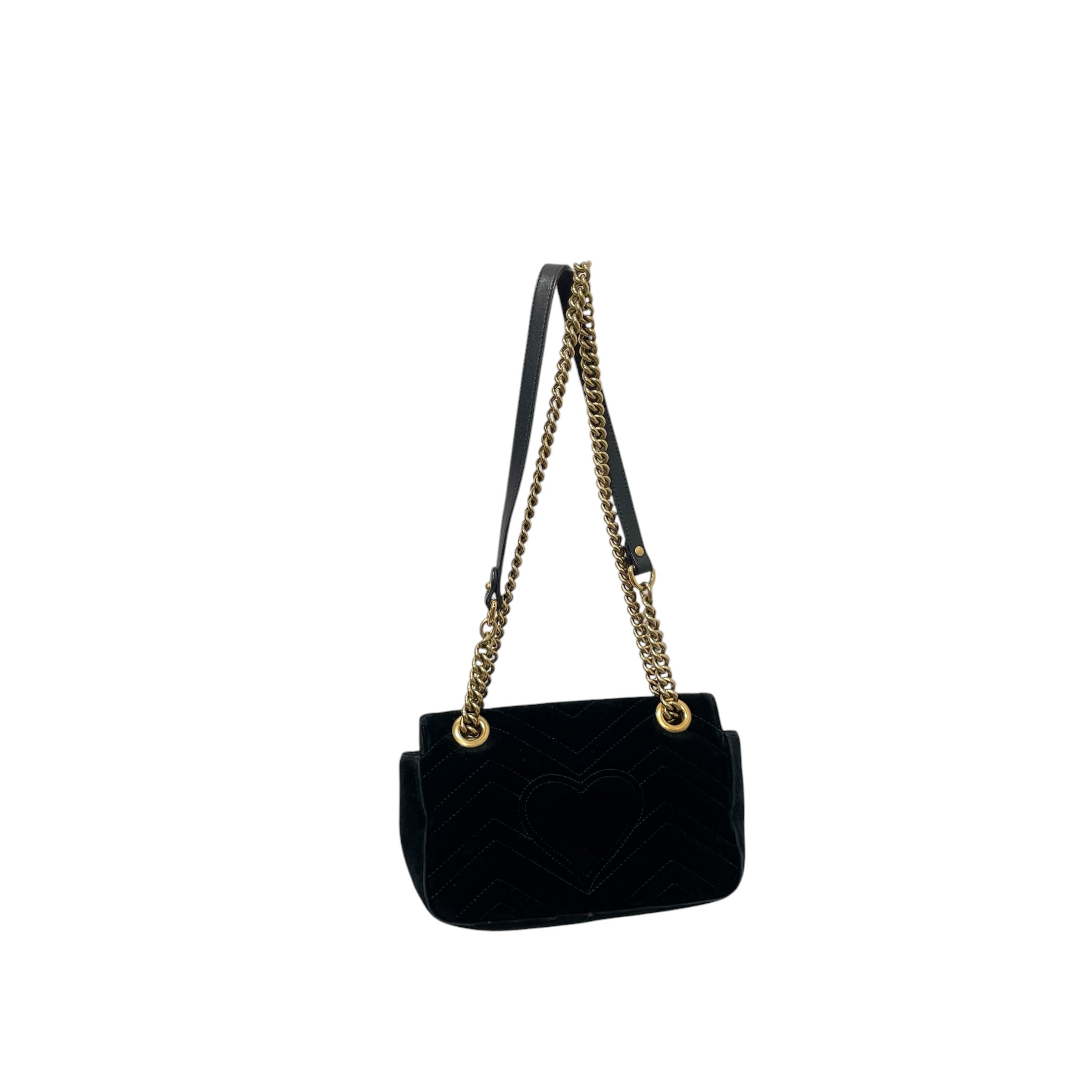 GUCCI/Cross Body Bag/Velour/BLK/marmont double gg view 4
