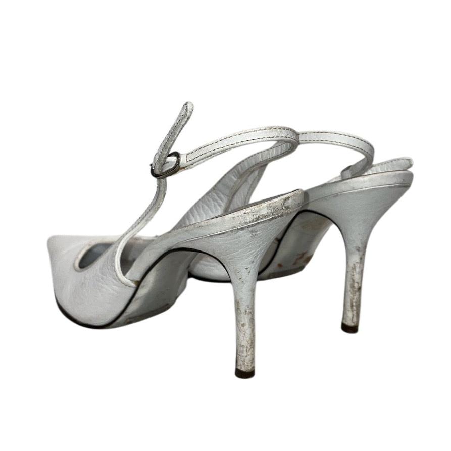 DOLCE&GABBANA/Heels/US 6/Leather/WHT/vintage d&g slingbacks view 2