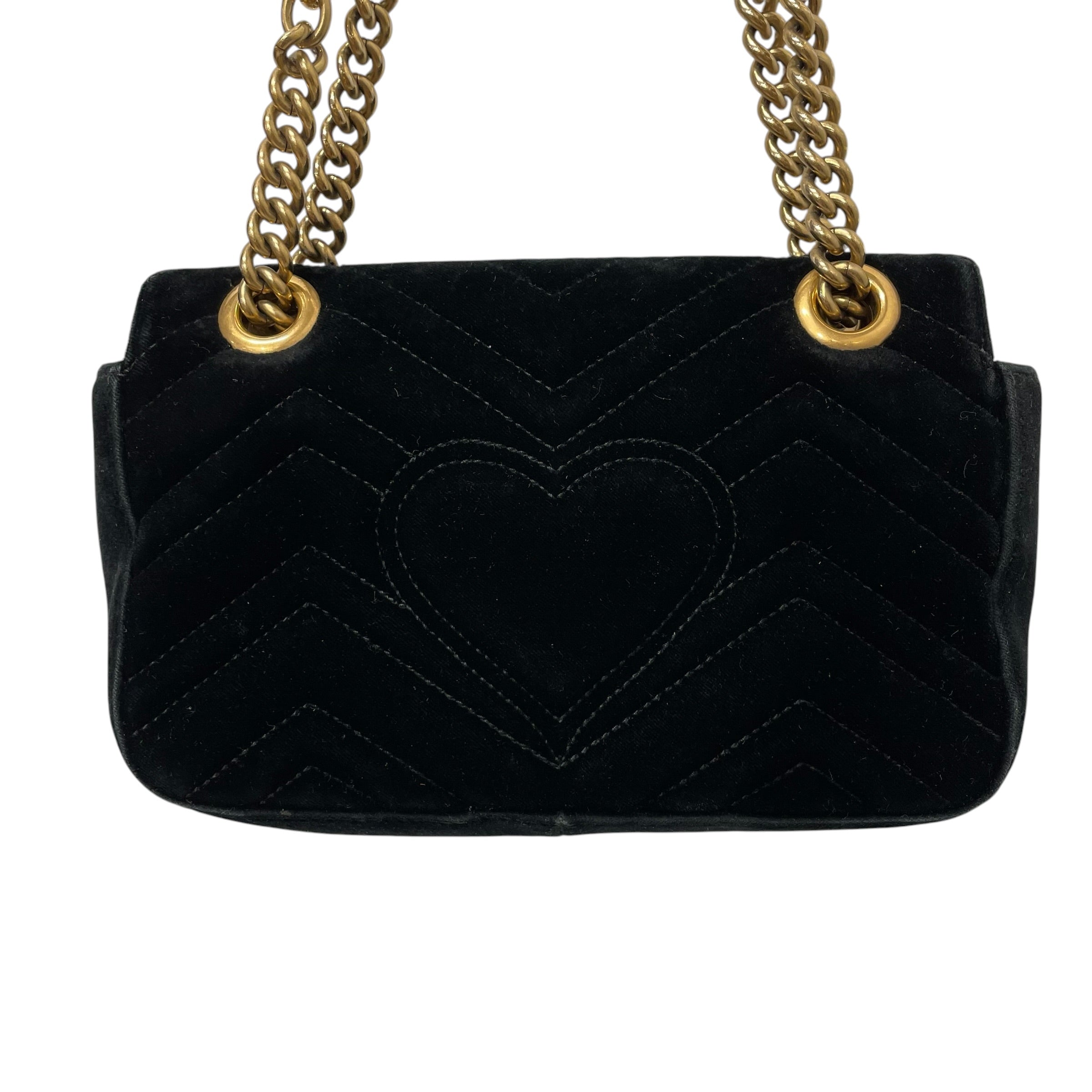 GUCCI/Cross Body Bag/Velour/BLK/marmont double gg view 5