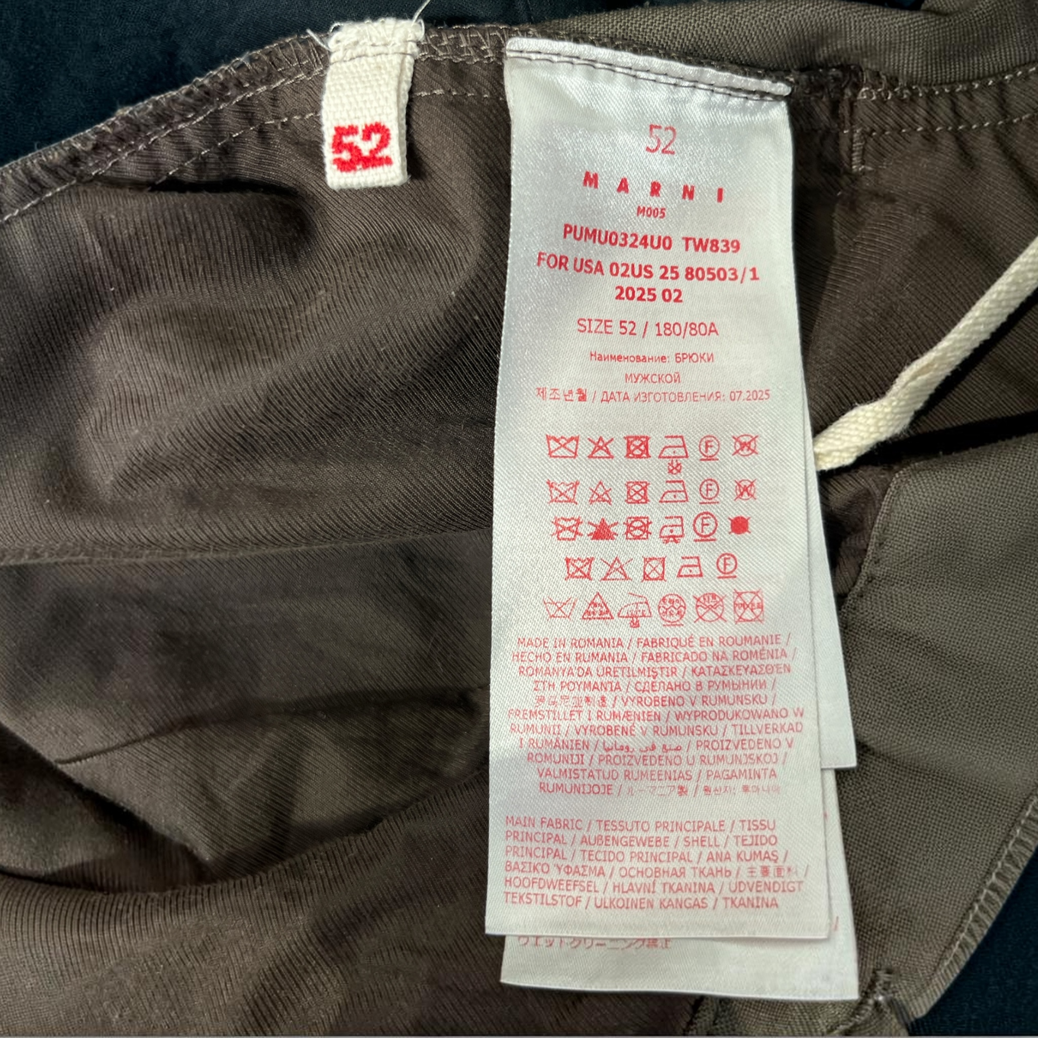 MARNI/Pants/52/Cotton/BRW/PLEASTED TROUSERS view 3