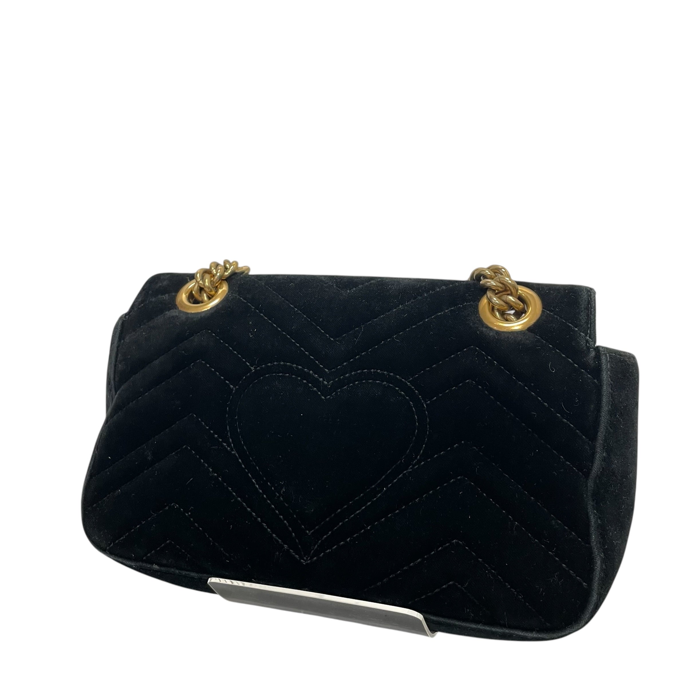 GUCCI/Cross Body Bag/Velour/BLK/marmont double gg view 2