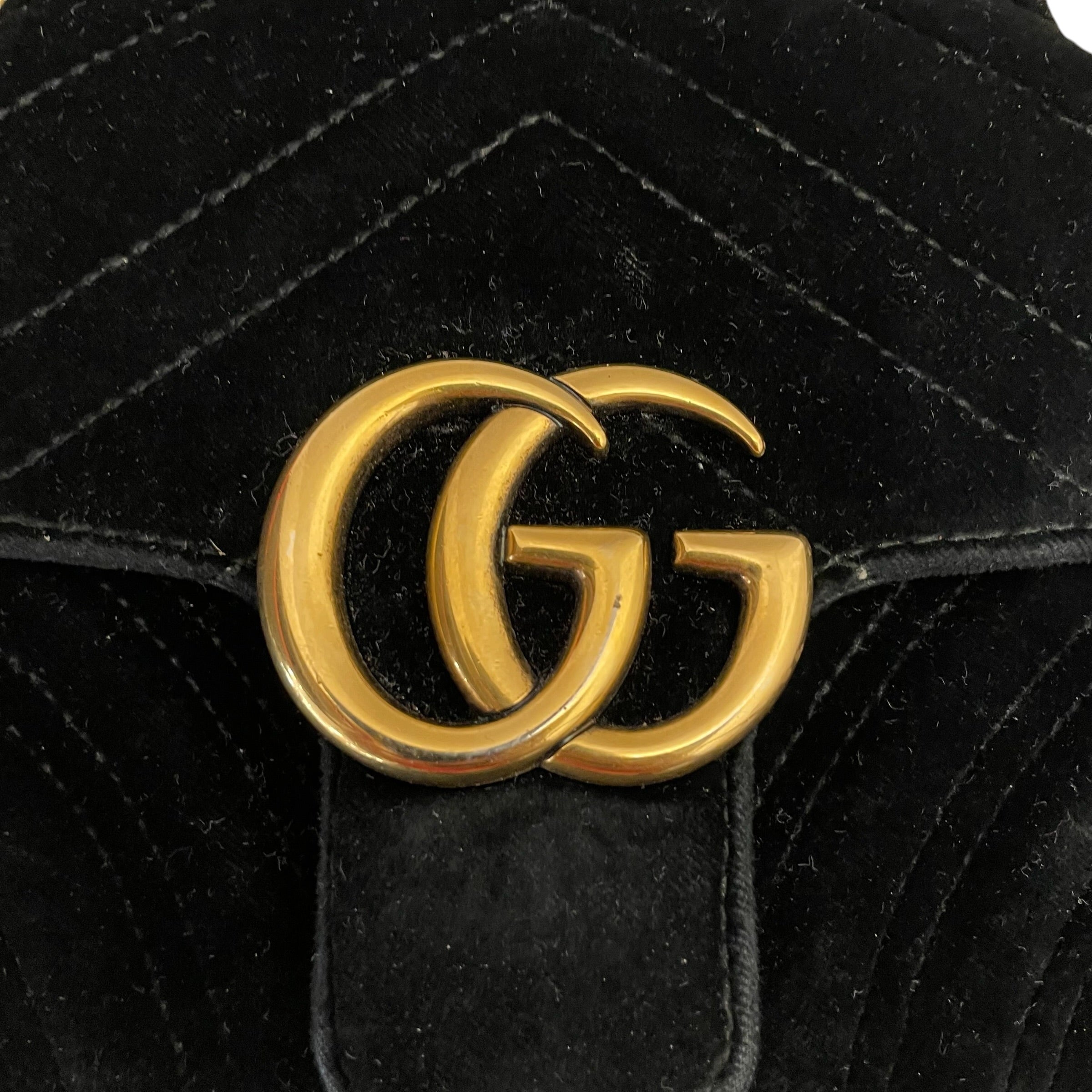 GUCCI/Cross Body Bag/Velour/BLK/marmont double gg view 8