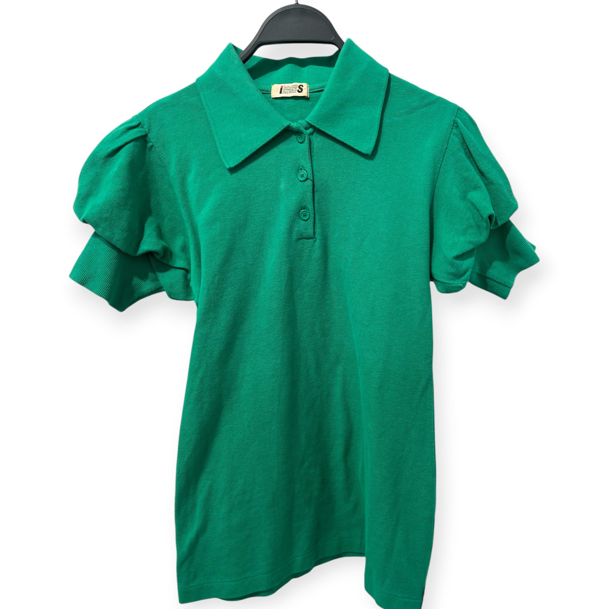 I.S. ISSEY MIYAKE SPORT/Polo Shirt/Cotton/GRN/PUFFY SLEEVE POLO SHIRT view 1