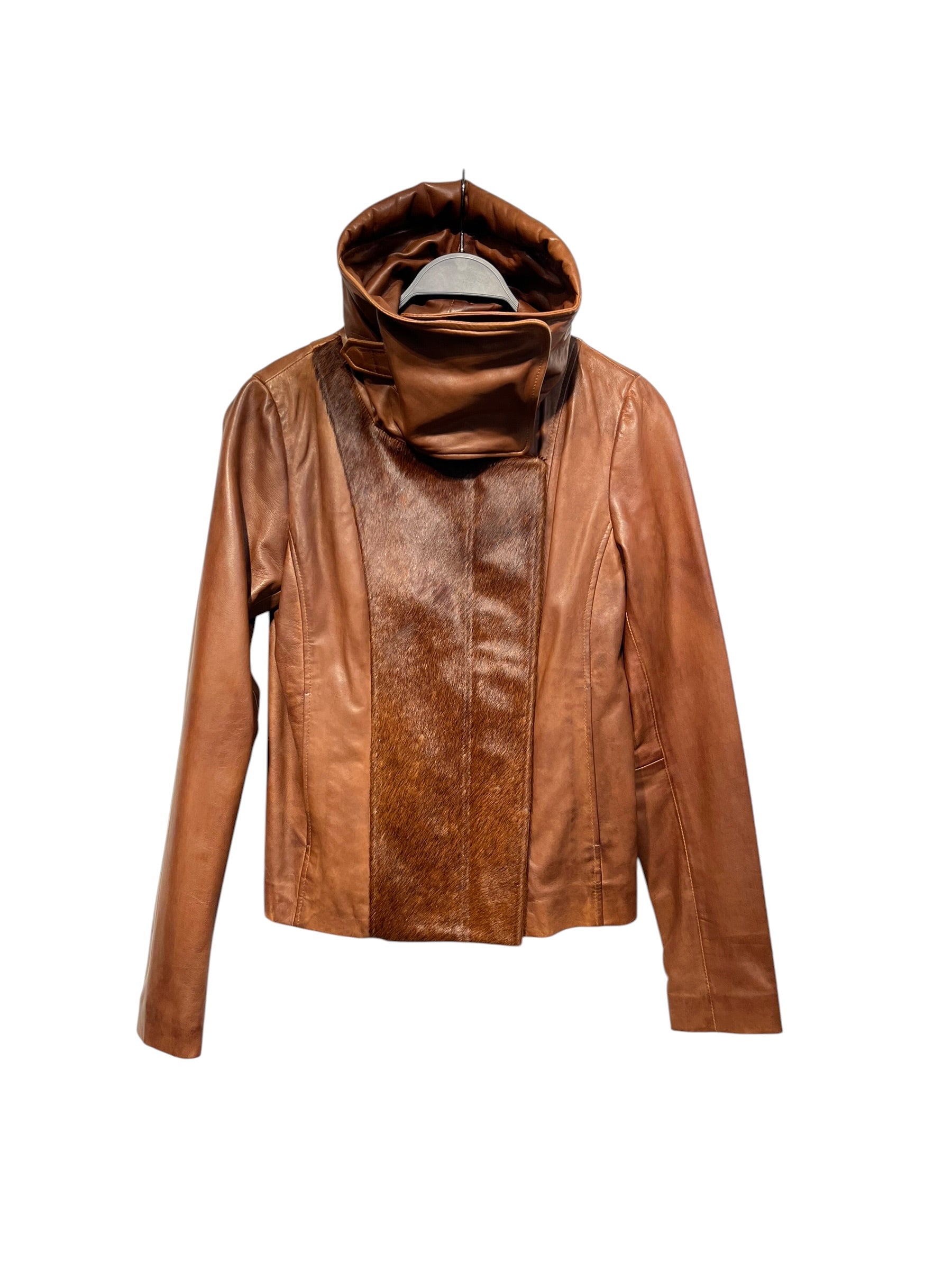 AKSARA/Leather Jkt/S/Leather/BRW/PONY HAIR PANEL view 1