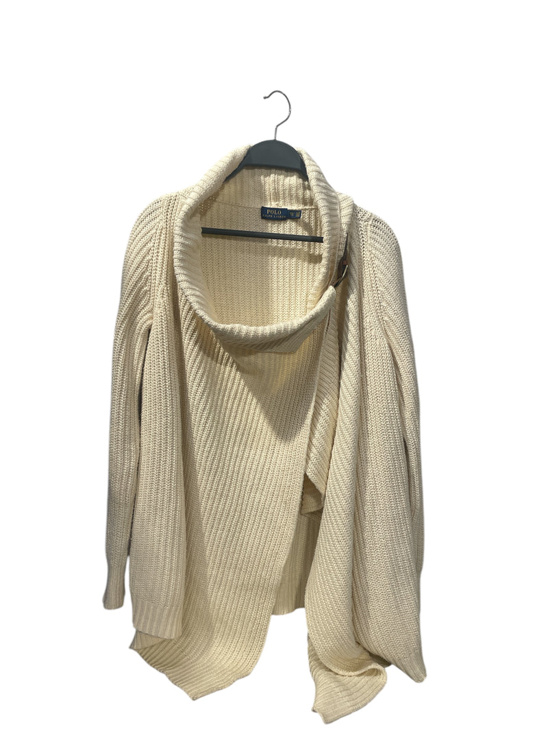 POLO RALPH LAUREN/Heavy Sweater/XS/Cotton/CRM/Buckle Drapped Knit