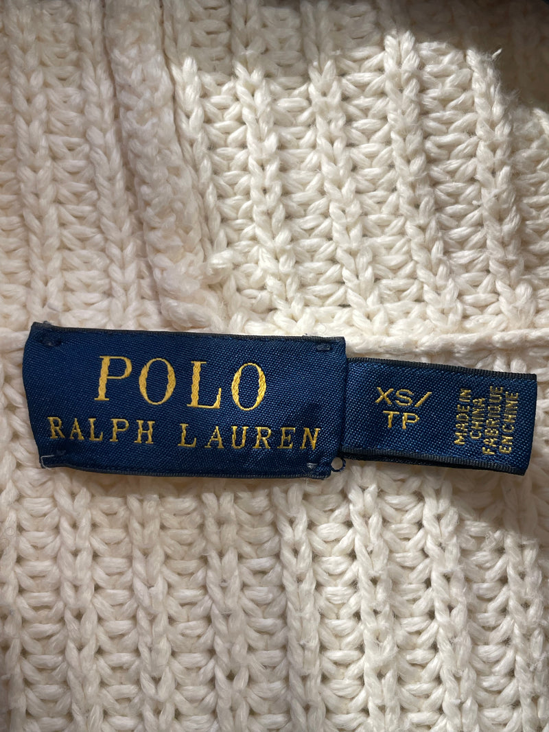 POLO RALPH LAUREN/Heavy Sweater/XS/Cotton/CRM/Buckle Drapped Knit