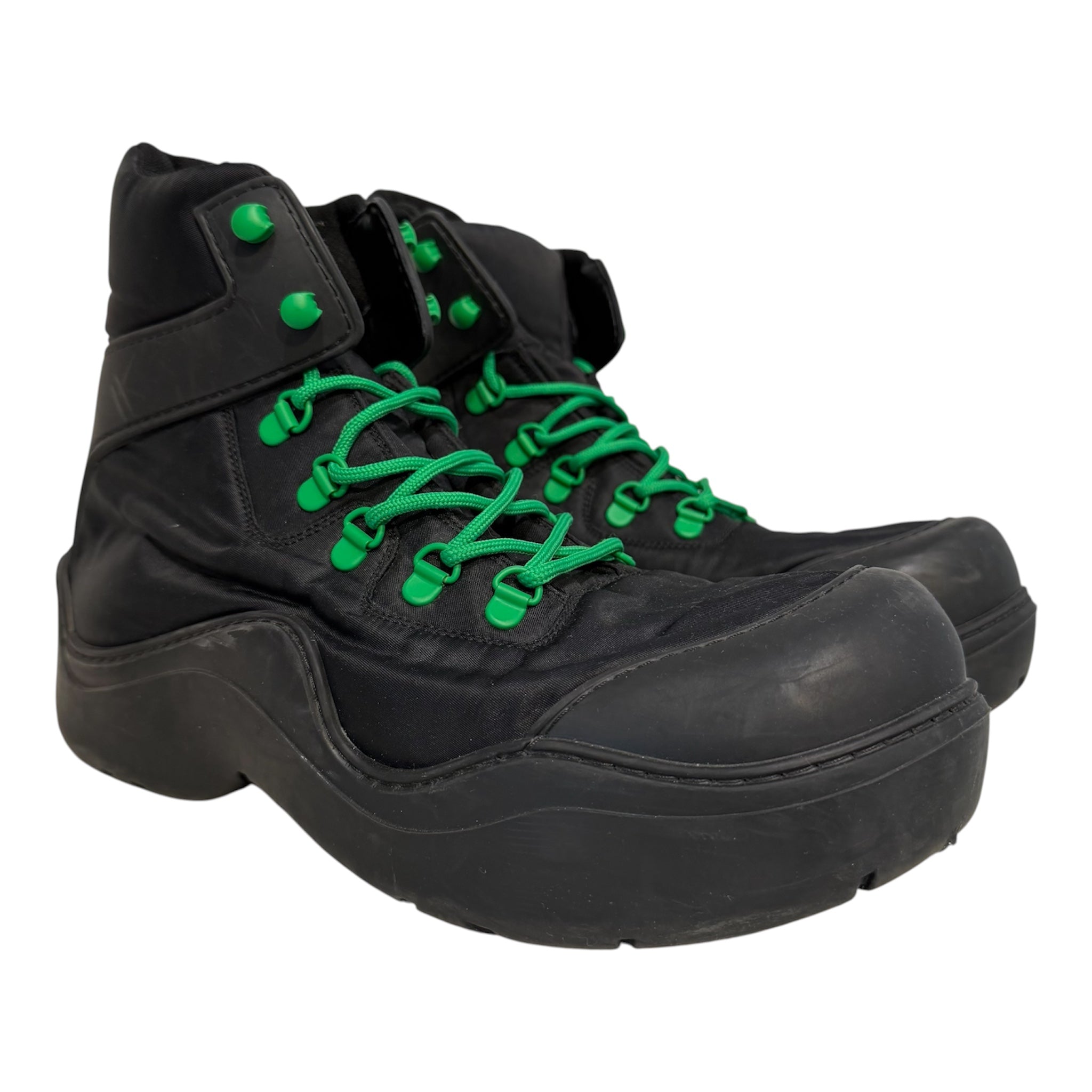 BOTTEGA VENETA/Lace Up Boots/EU 43/Nylon/BLK/Puddle Green Laces Bomber Boot view 1
