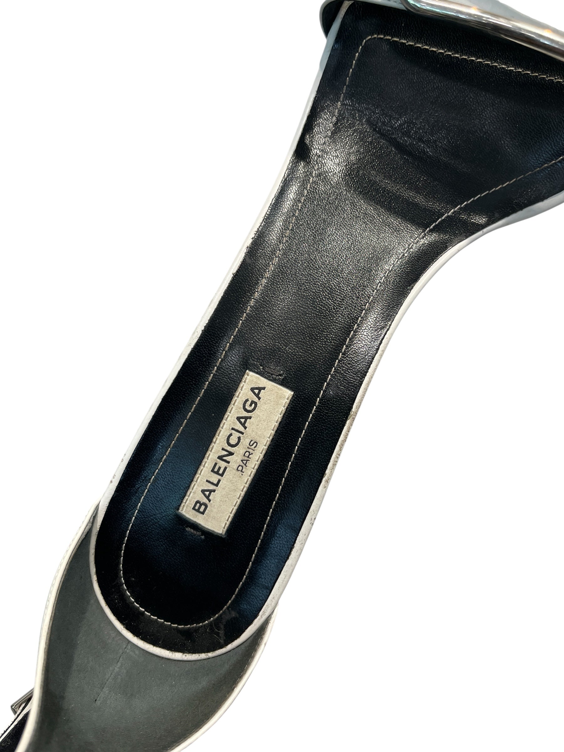 BALENCIAGA/Heels/EU 41/Leather/WHT/Ankle Strap/SILVER BUCKLE view 3