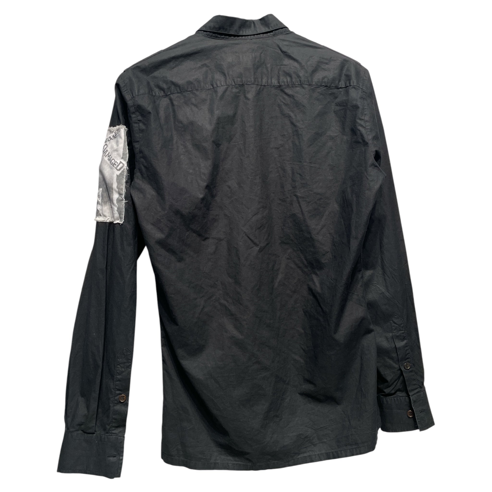 RAF SIMONS/LS Shirt/48/Cotton/BLK/PATCHWORK SLEEVE view 2